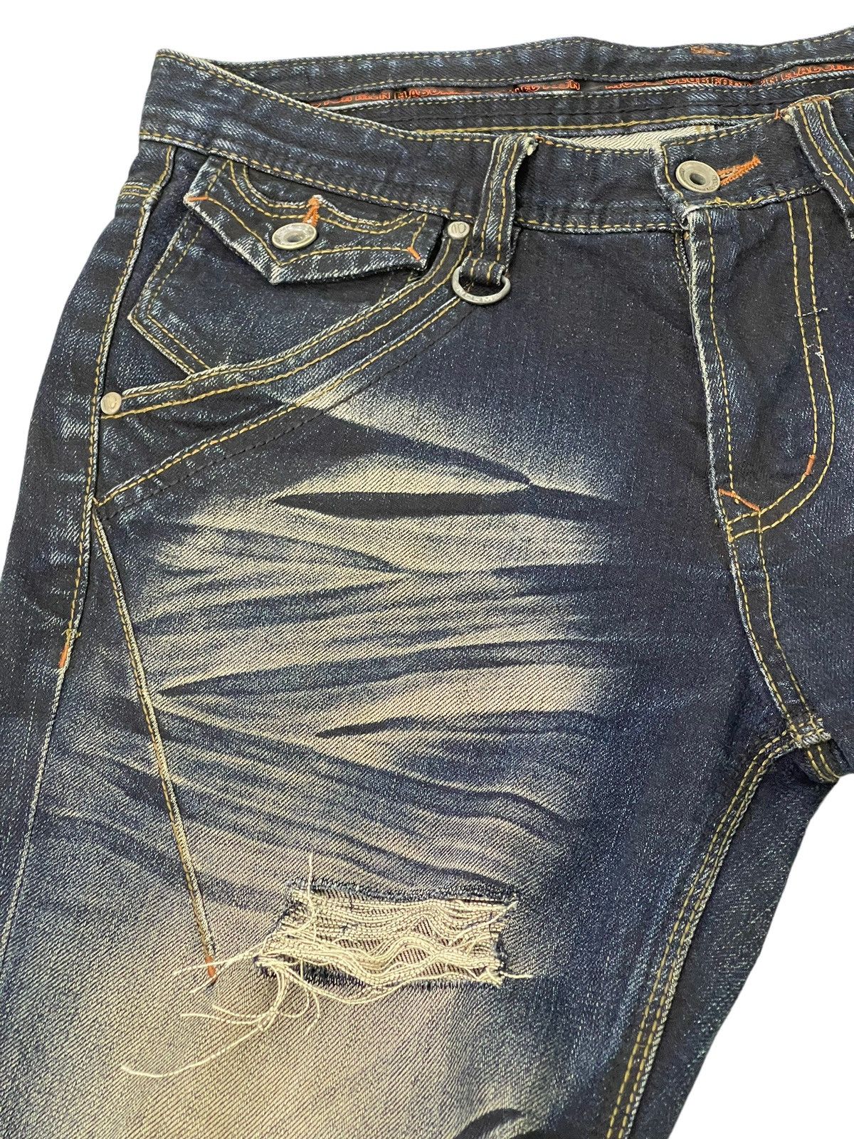 Japanese Brand Flare Jeans Nicole Club Distress Denim Acid Wash Stretch 6🟦 Size US 32 / EU 48 - 8 Thumbnail