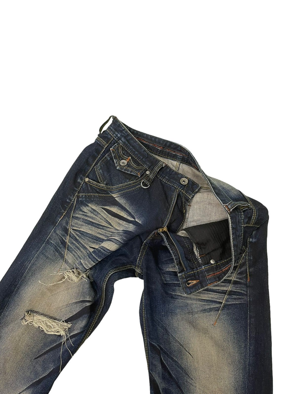 Japanese Brand Flare Jeans Nicole Club Distress Denim Acid Wash Stretch 6🟦 Size US 32 / EU 48 - 11 Thumbnail