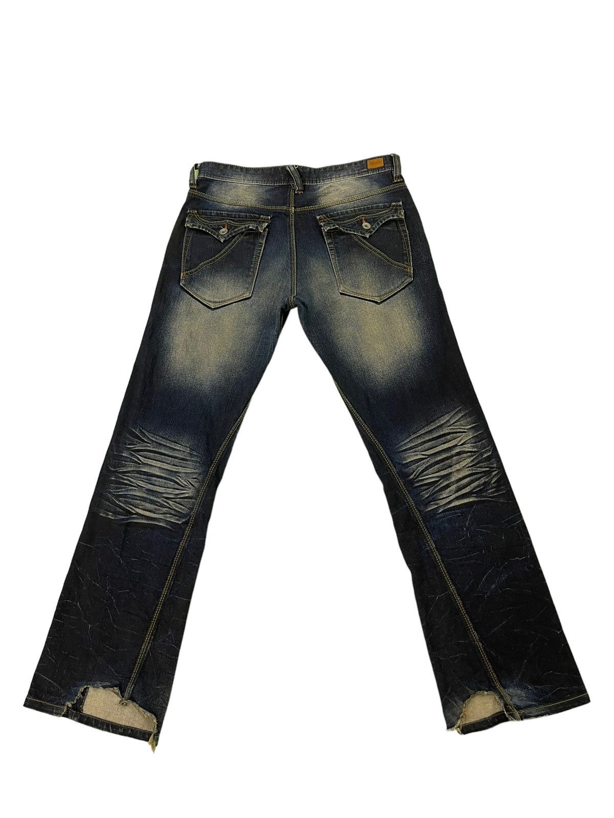 Japanese Brand Flare Jeans Nicole Club Distress Denim Acid Wash Stretch 6🟦 Size US 32 / EU 48 - 12 Thumbnail
