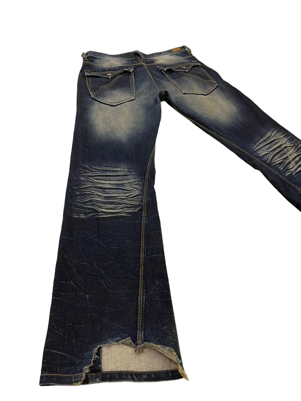 Japanese Brand Flare Jeans Nicole Club Distress Denim Acid Wash Stretch 6🟦 Size US 32 / EU 48 - 13 Thumbnail