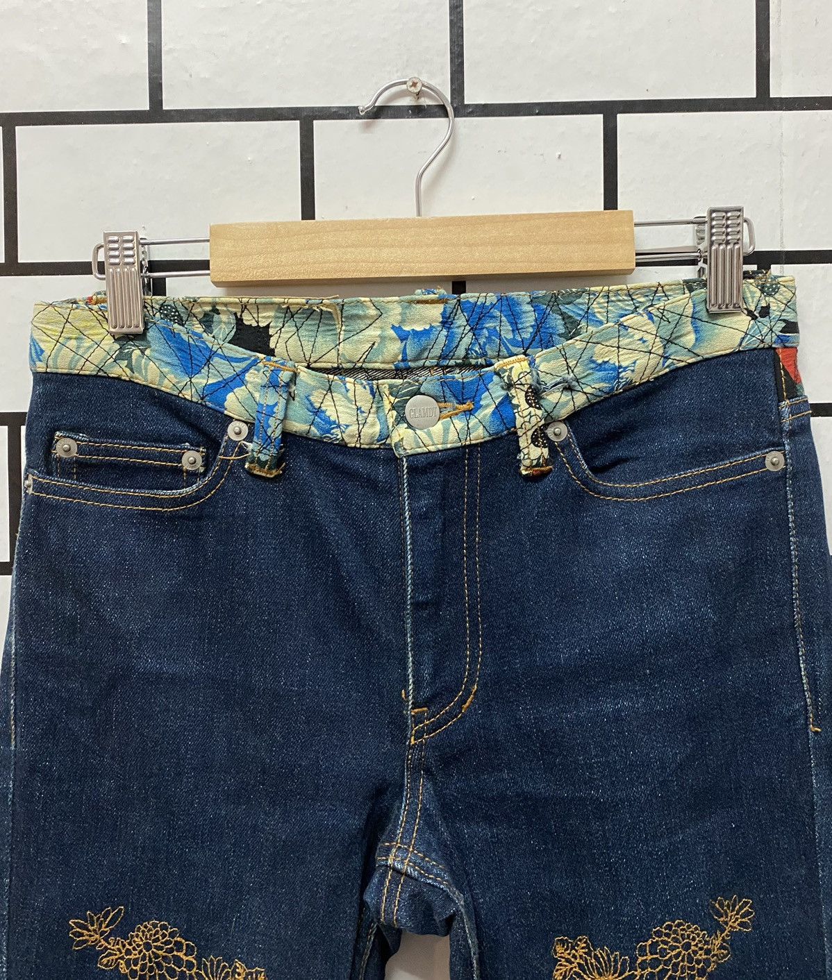 Designer × Japanese Brand Glamdy Made in japan Embroidery Art Flare Denim Pants Size US 28 / EU 44 - 15 Thumbnail