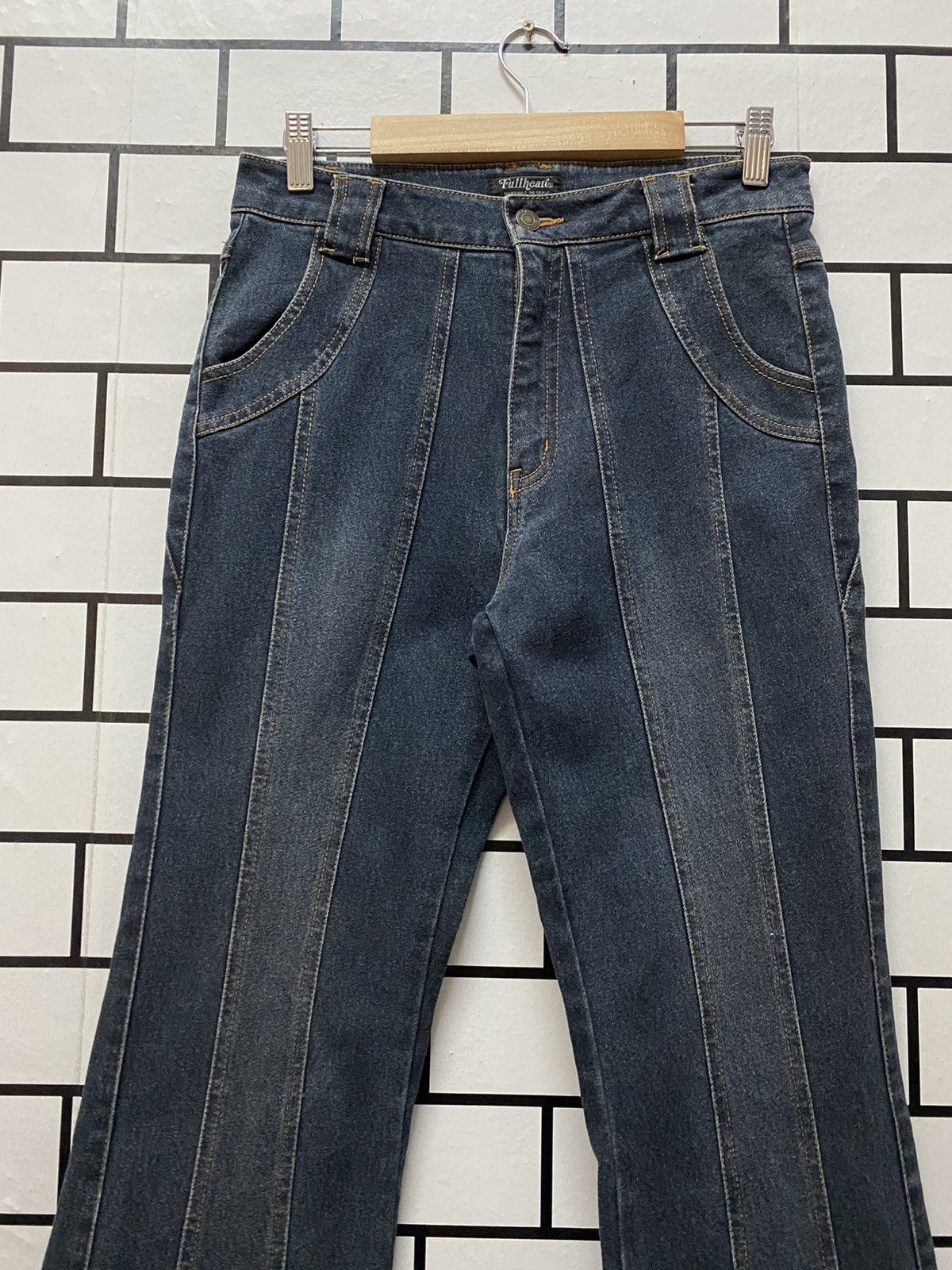 Designer × Japanese Brand Japan Brand Full Heart Recontructed Flared Denim Pants Size US 29 - 4 Thumbnail