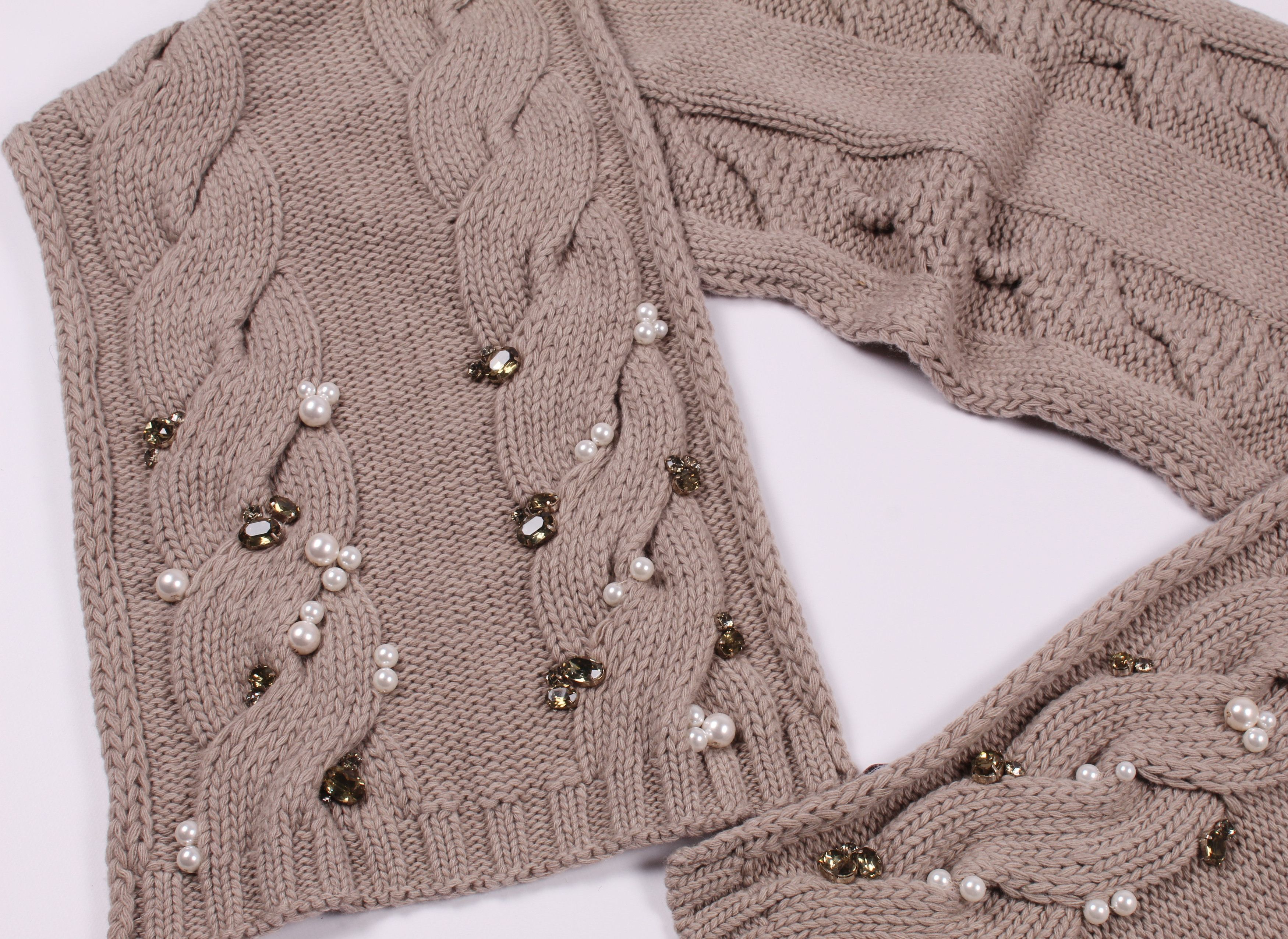 Jimmy Choo Jimmy Choo Lana Wool Cable Knit Decorated Scarf Size ONE SIZE - 6 Thumbnail