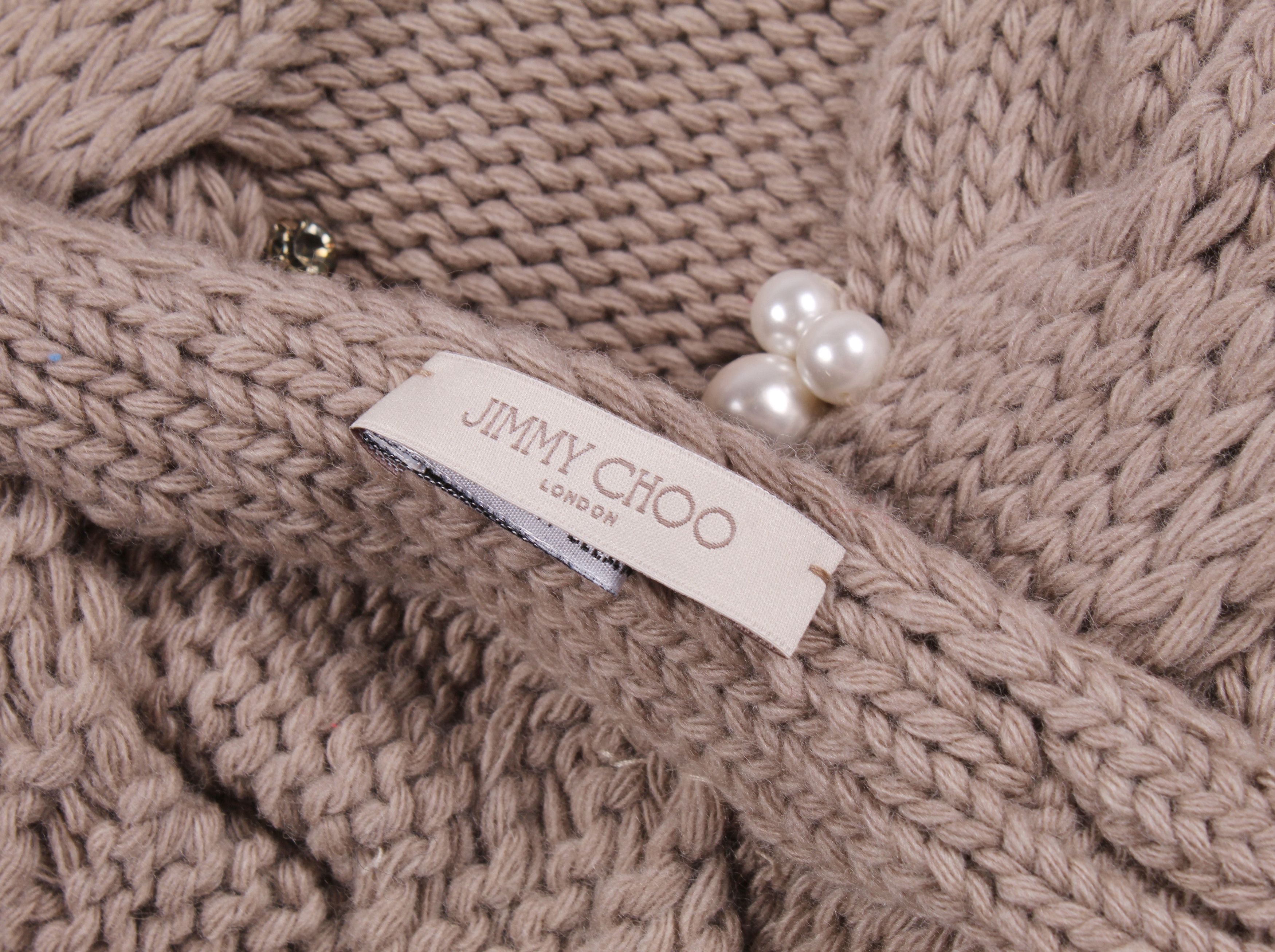 Jimmy Choo Jimmy Choo Lana Wool Cable Knit Decorated Scarf Size ONE SIZE - 3 Thumbnail