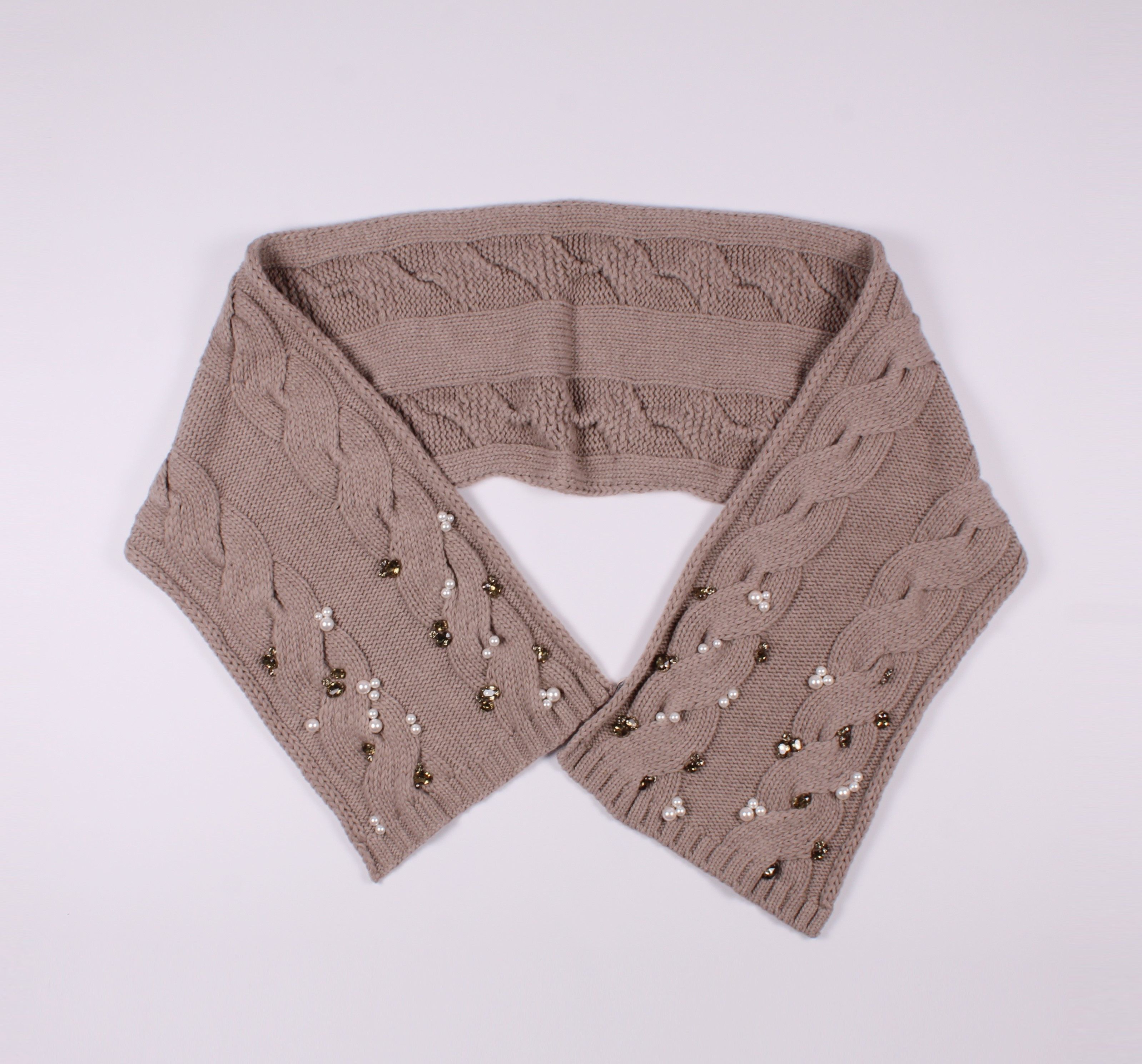 Jimmy Choo Jimmy Choo Lana Wool Cable Knit Decorated Scarf Size ONE SIZE - 5 Thumbnail