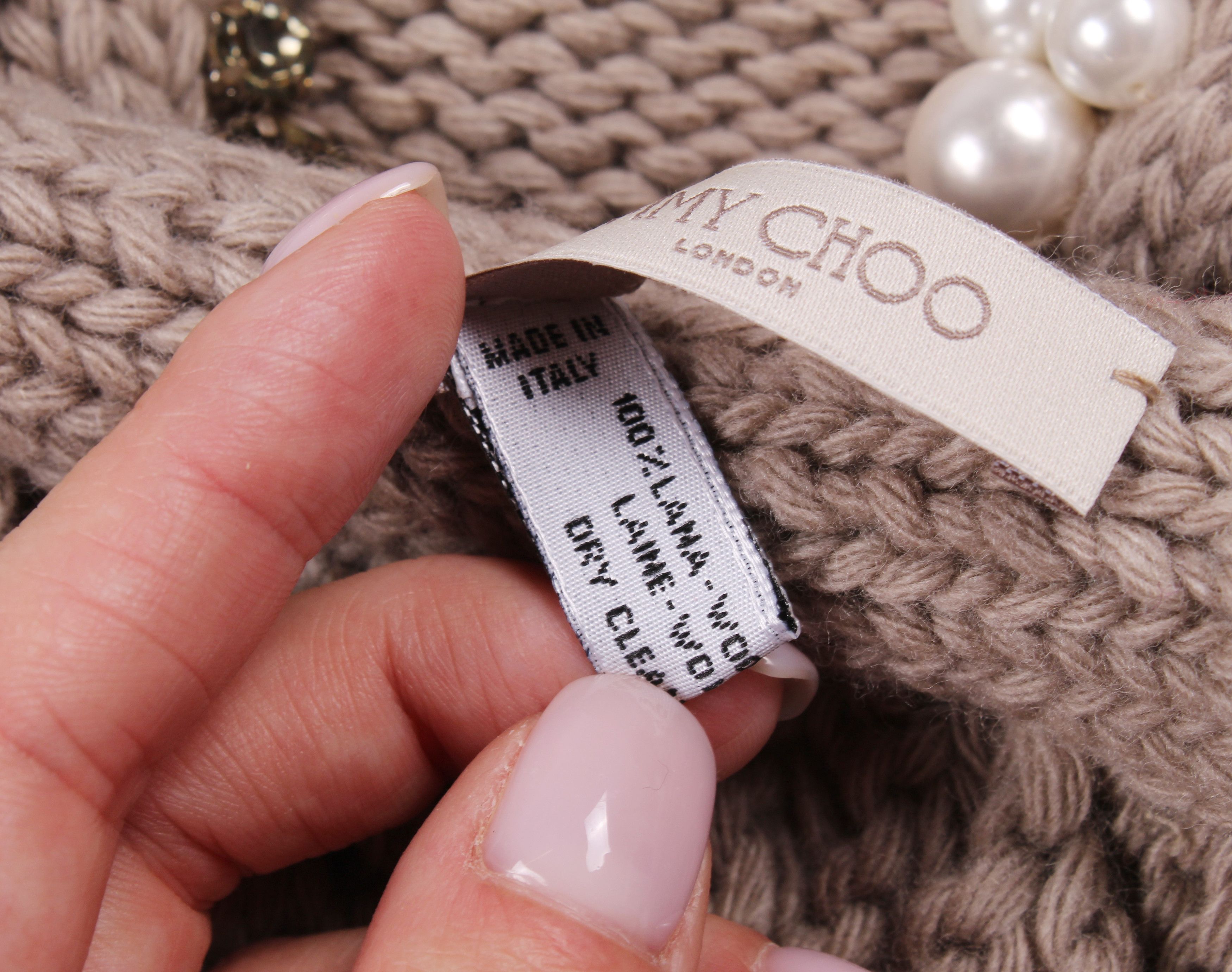 Jimmy Choo Jimmy Choo Lana Wool Cable Knit Decorated Scarf Size ONE SIZE - 4 Thumbnail