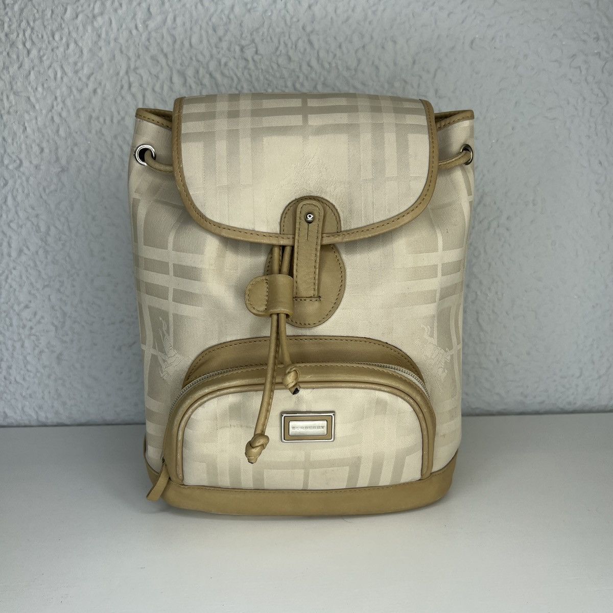 Burberry Burberry Burberrys Vintage Backpack Beige Logo Leather Size ONE SIZE - 1 Thumbnail