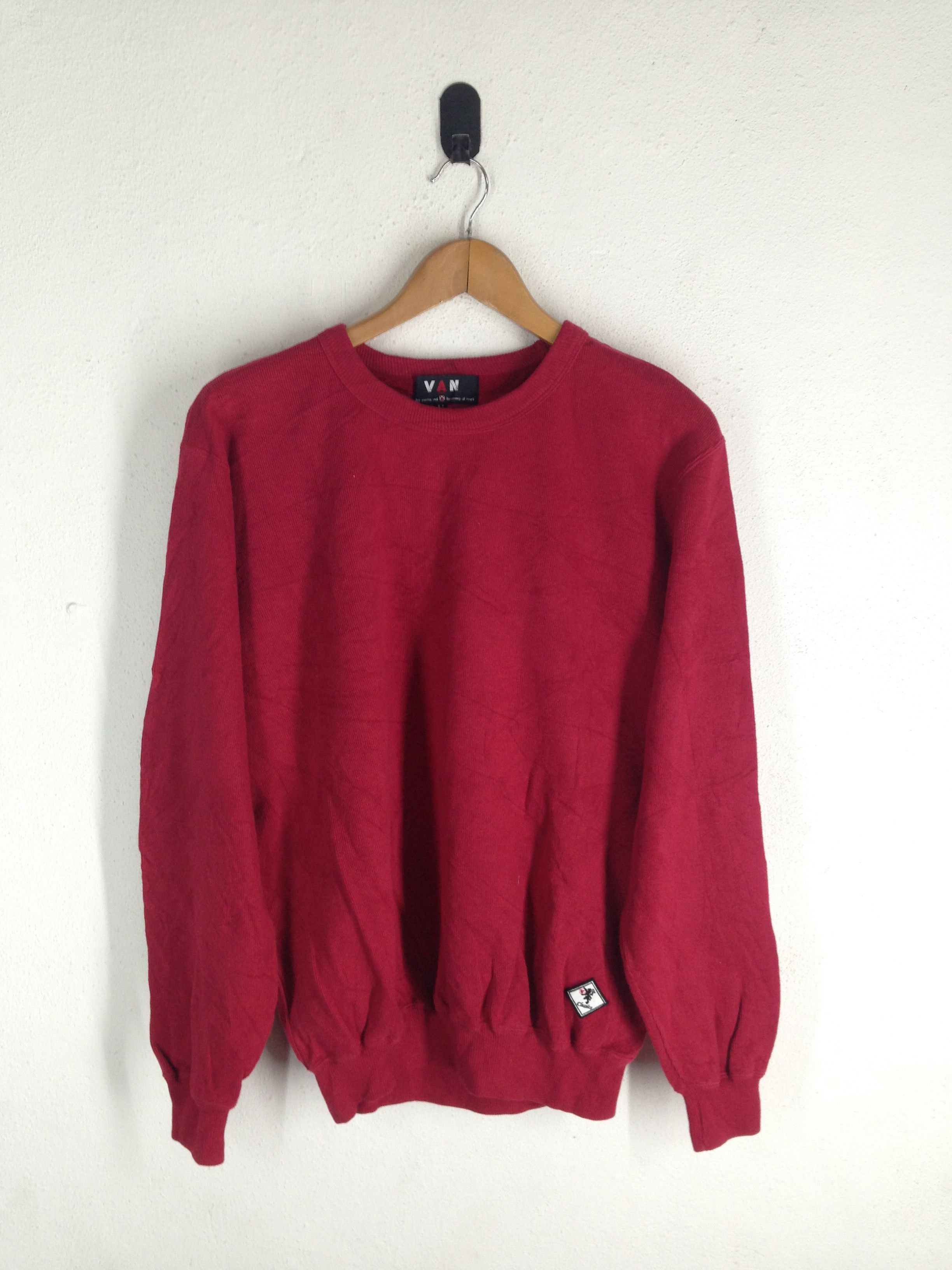 Vintage VAN JAC Sweatshirt | Big Embroidery Logo Spell Out Red Size US L / EU 52-54 / 3 - 2 Thumbnail