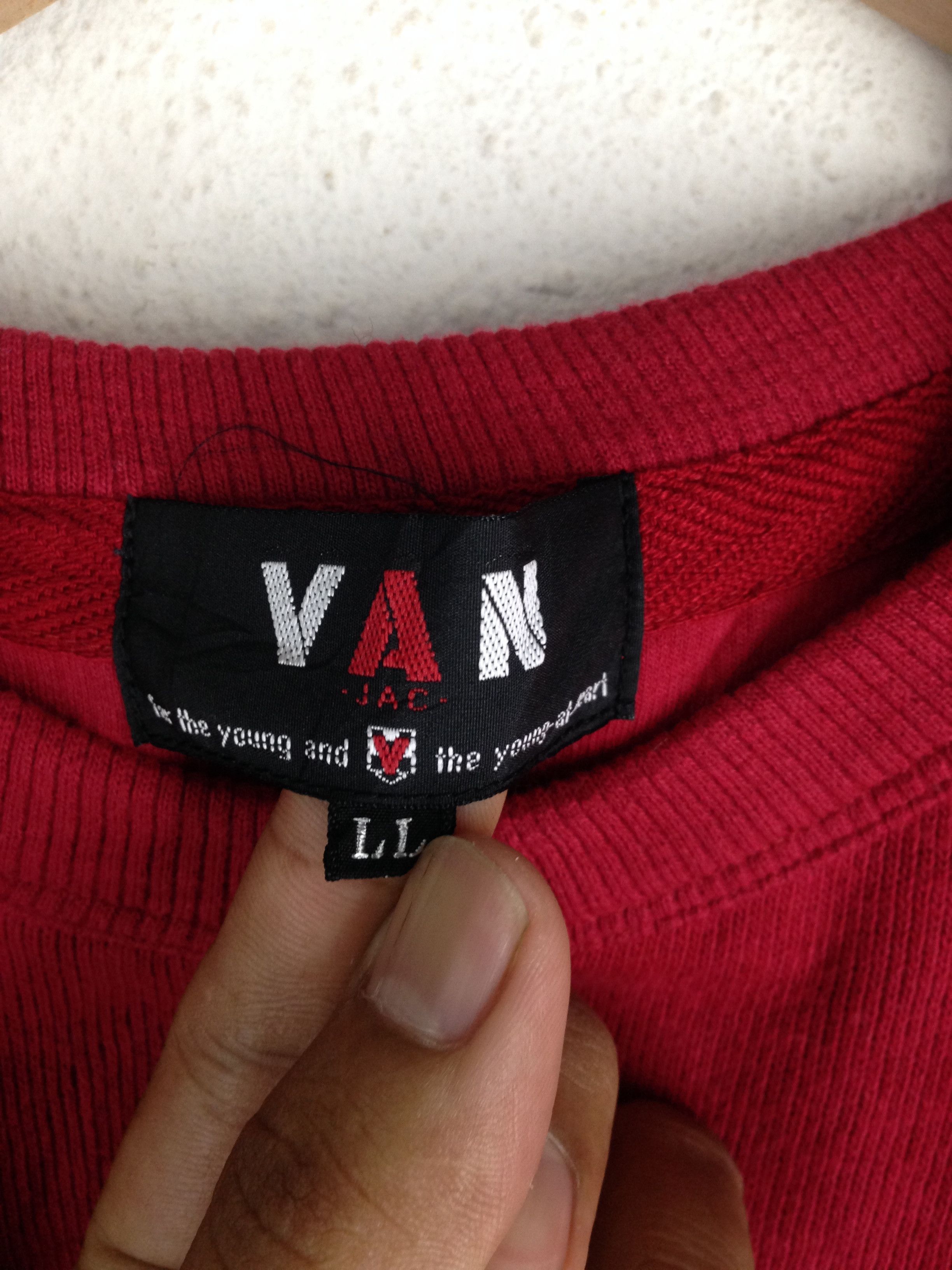Vintage VAN JAC Sweatshirt | Big Embroidery Logo Spell Out Red Size US L / EU 52-54 / 3 - 3 Thumbnail