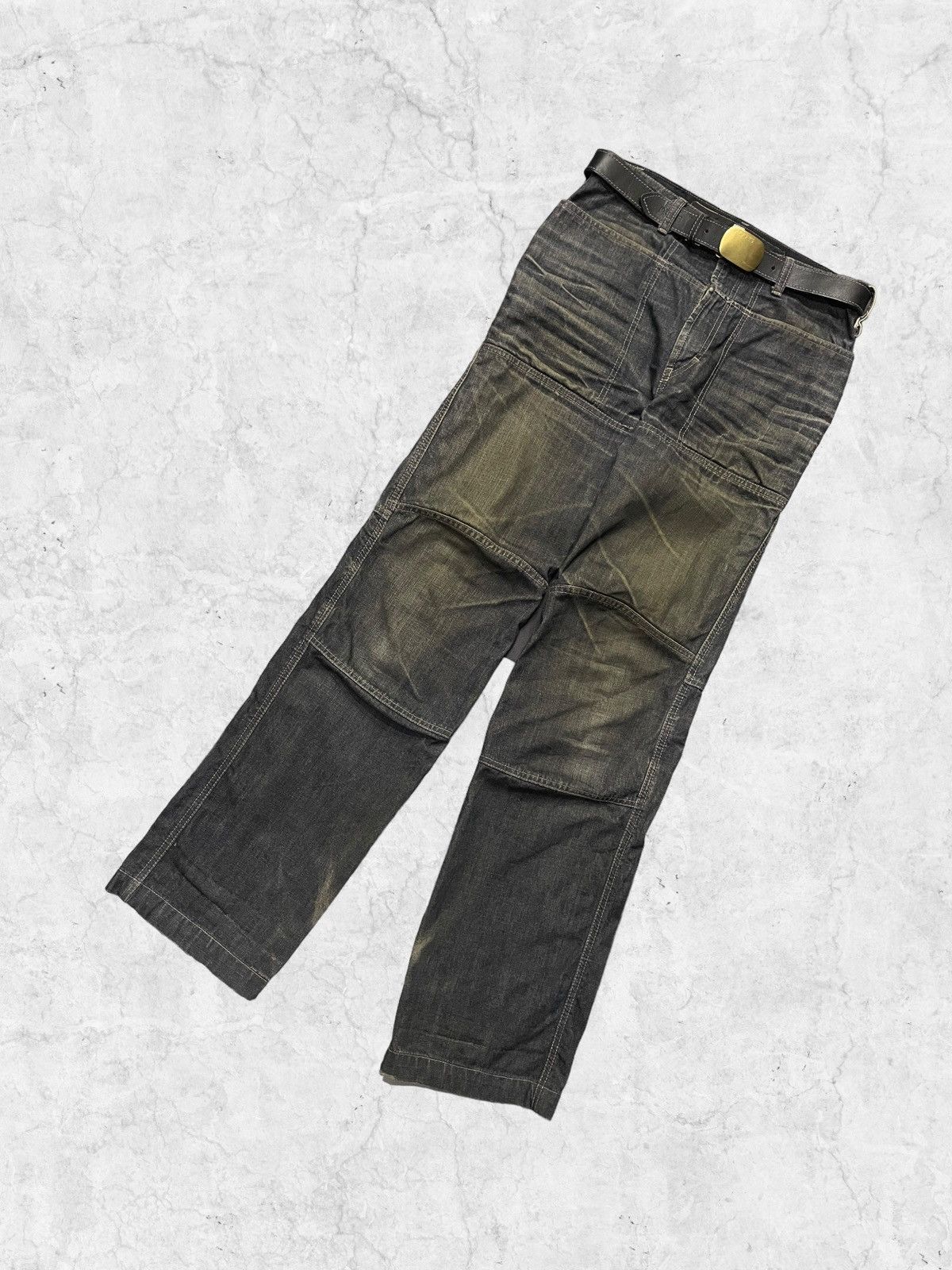 Marithe + Francois Girbaud × Vintage Y2K Marithe Francois Girbaud Hagi Denim With Leather Belt Size US 30 / EU 46 - 4 Thumbnail