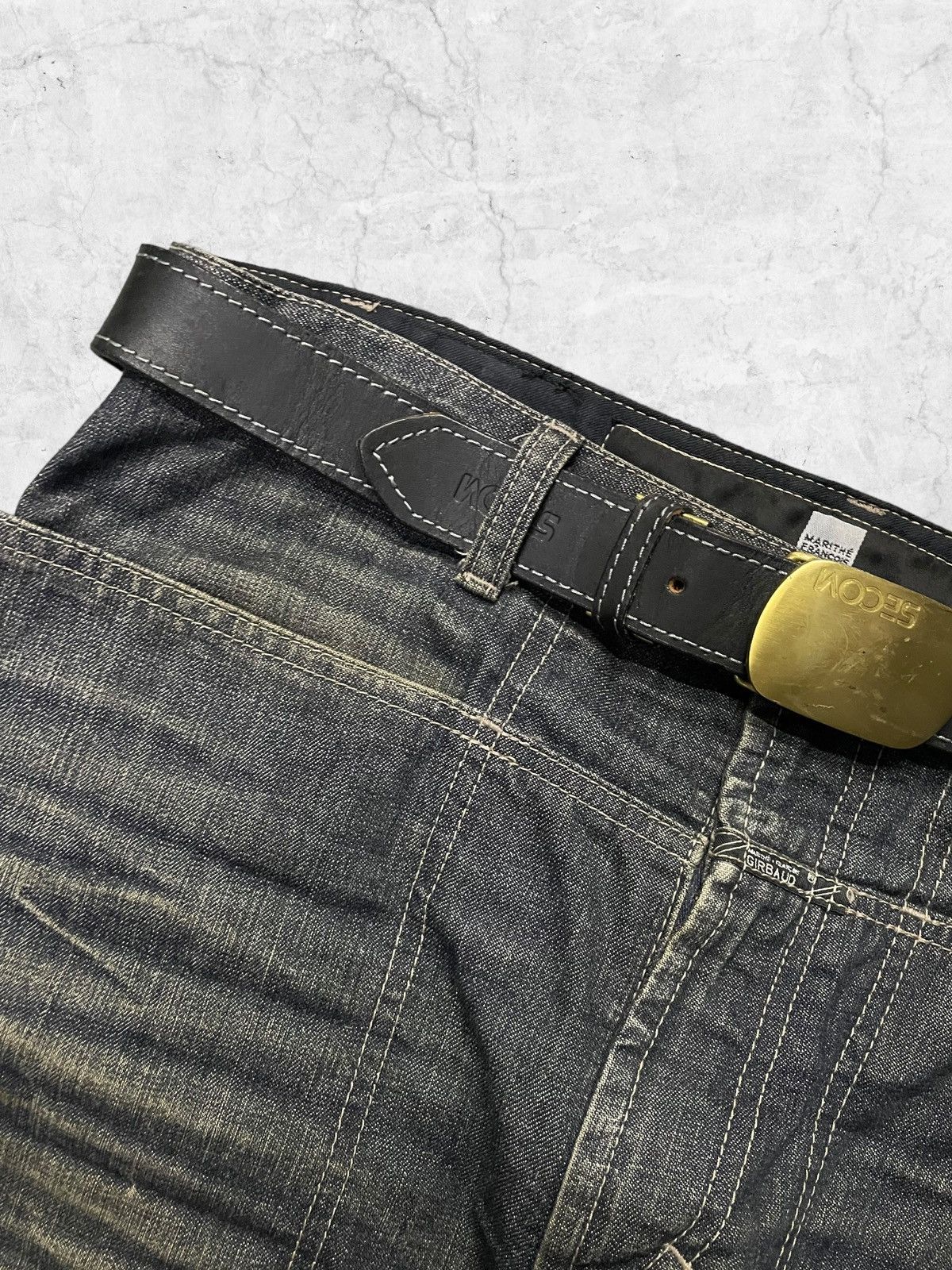 Marithe + Francois Girbaud × Vintage Y2K Marithe Francois Girbaud Hagi Denim With Leather Belt Size US 30 / EU 46 - 6 Thumbnail