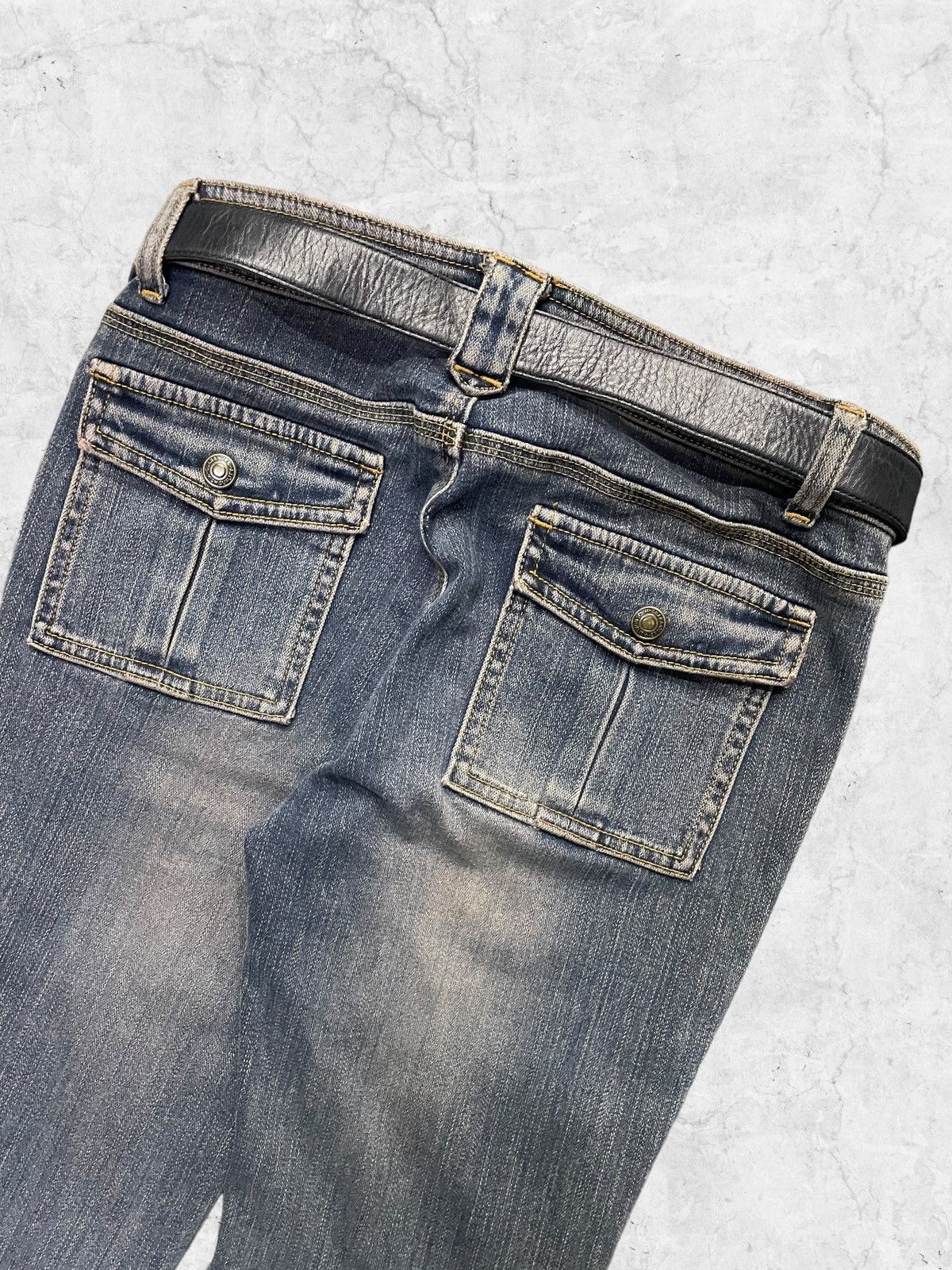 If Six Was Nine × Japanese Brand × Kansai Yamamoto Kansai Yamamoto Flared Bush Pants Jeans With Leather Belt Size US 28 / EU 44 - 9 Thumbnail