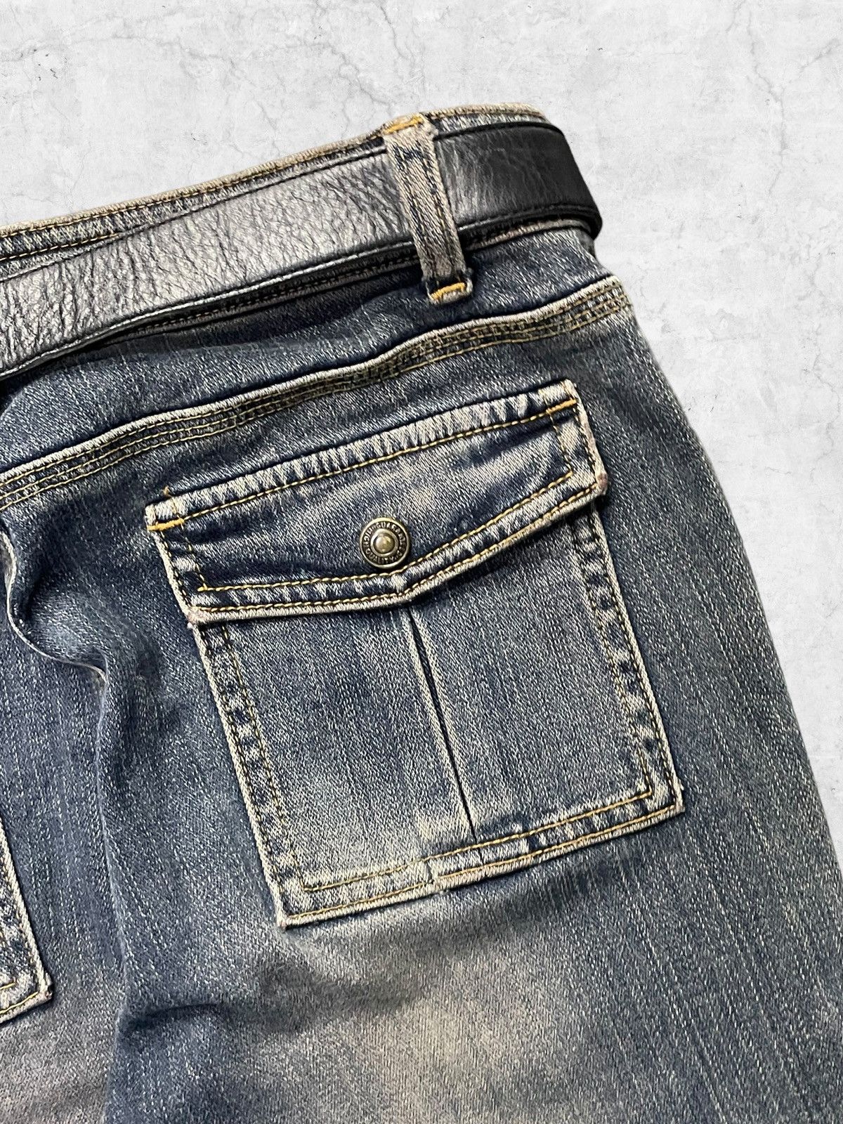 If Six Was Nine × Japanese Brand × Kansai Yamamoto Kansai Yamamoto Flared Bush Pants Jeans With Leather Belt Size US 28 / EU 44 - 10 Thumbnail