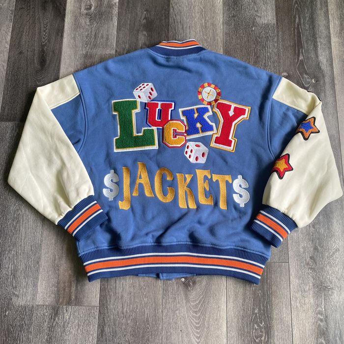 Vintage Vintage Poker Lucky Embroidery Baseball Logo Varsity Jacket