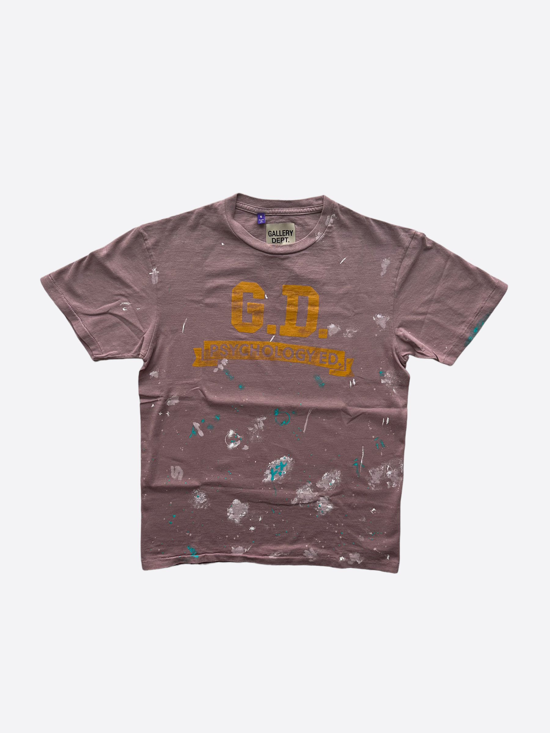 image of Gallery Dept Dusty Pink Psychology Ed Paint Splatter T-Shirt, Men's (Size Small)