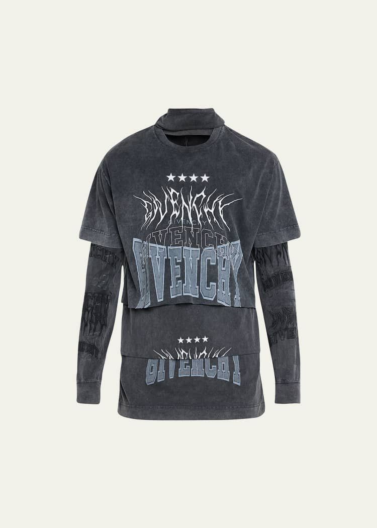 Givenchy 🔥$3.1K🔥Givenchy Layered Gothic Print Balaclava Longsleeve Size US XL / EU 56 / 4 - 4 Thumbnail