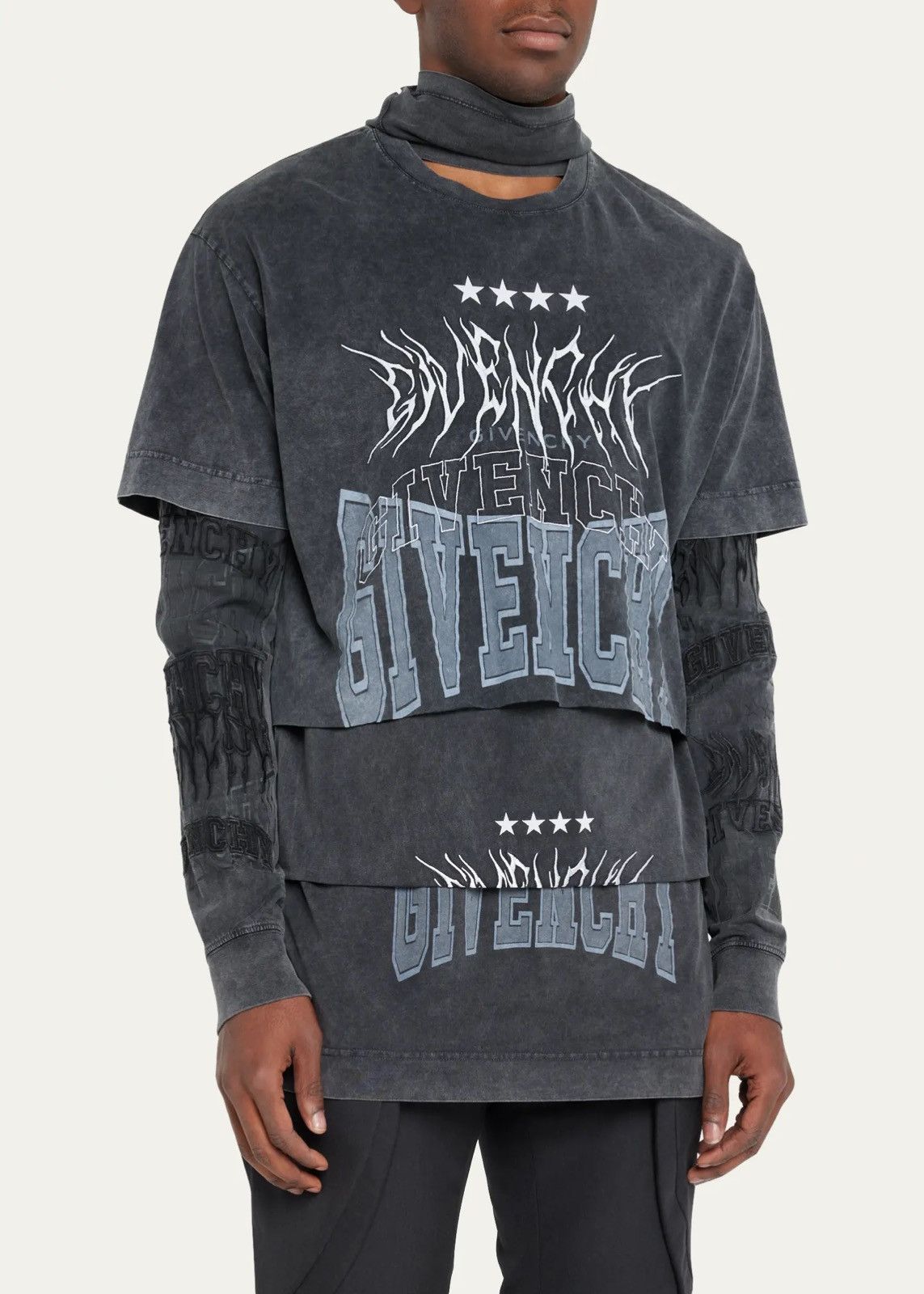 Givenchy 🔥$3.1K🔥Givenchy Layered Gothic Print Balaclava Longsleeve Size US XL / EU 56 / 4 - 1 Thumbnail