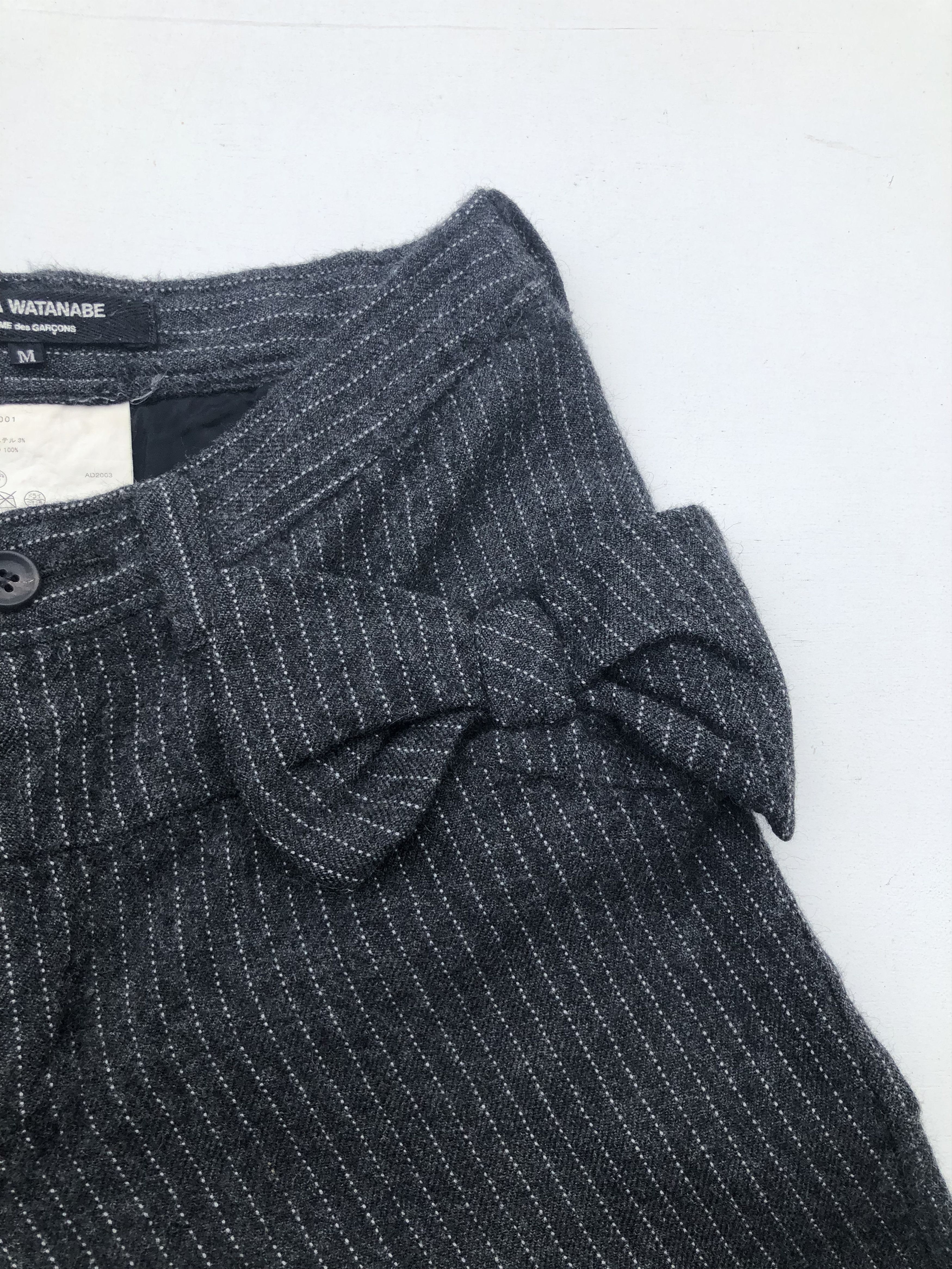 Comme des Garcons RARE🔥FW2003 RUNWAY JUNYA WATANABE x CDG BOW CORSAGE WOOL Size 29" - 5 Thumbnail