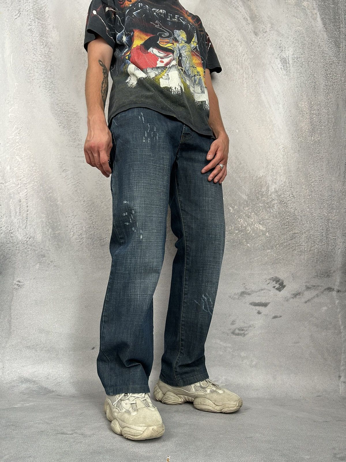 Vintage Emporio Armani Distressed Denim Pants Italy 90s