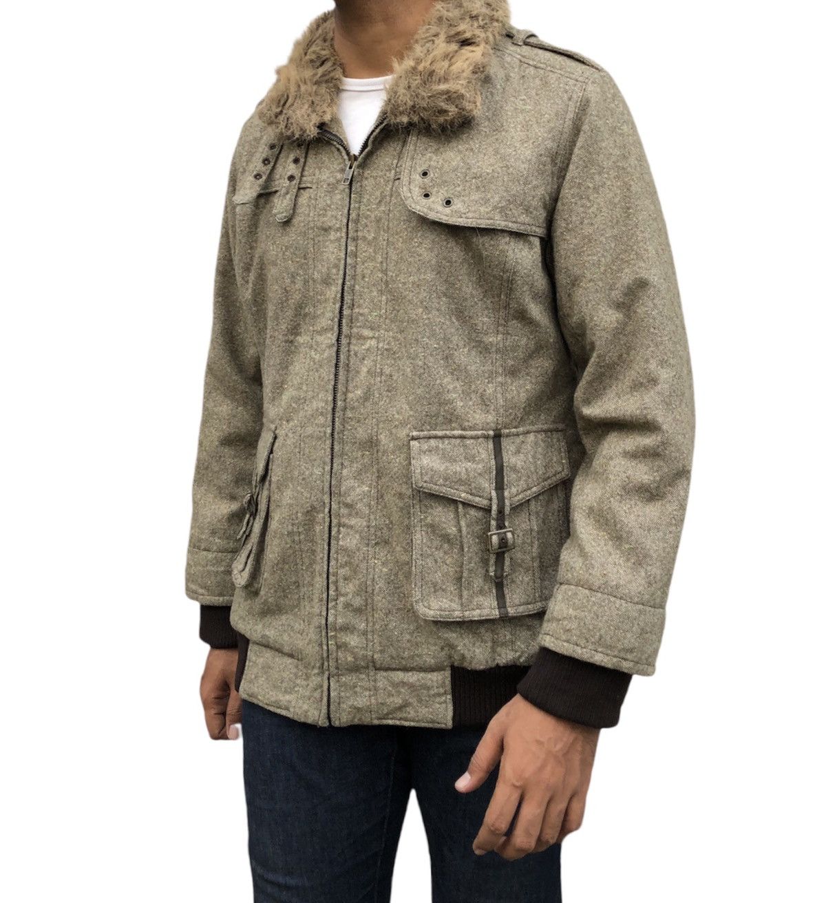 Japanese Brand East Boy Faux Fur Collar Buckle Jacket Size US M / EU 48-50 / 2 - 3 Thumbnail