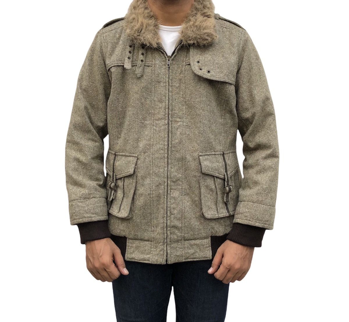 Japanese Brand East Boy Faux Fur Collar Buckle Jacket Size US M / EU 48-50 / 2 - 2 Thumbnail