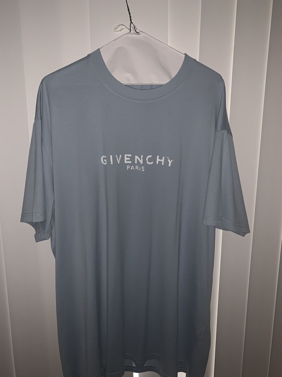Givenchy Light Blue Oversized Paris Vintage T-Shirt Size US XL / EU 56 / 4 - 6 Thumbnail