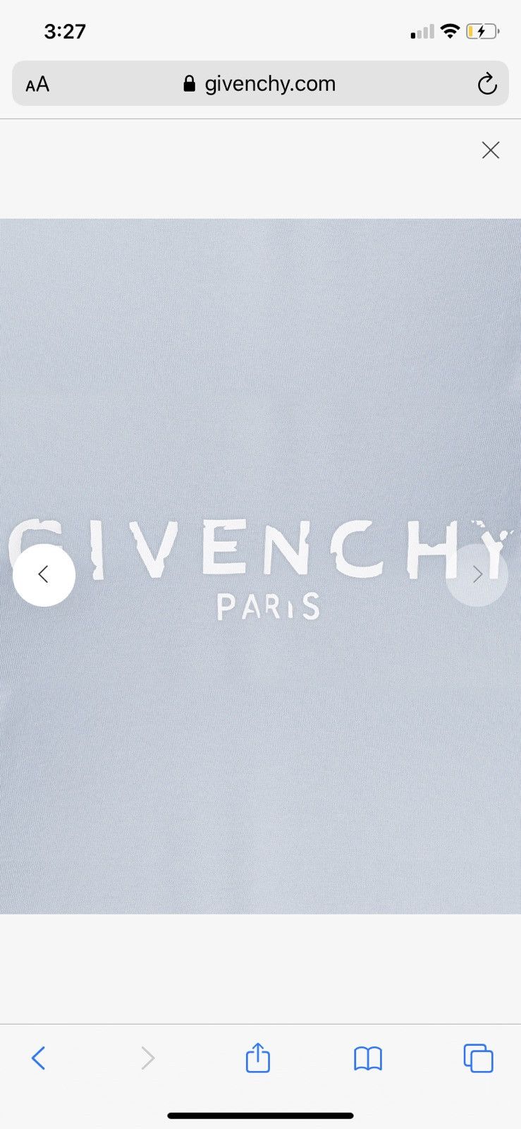 Givenchy Light Blue Oversized Paris Vintage T-Shirt Size US XL / EU 56 / 4 - 7 Thumbnail