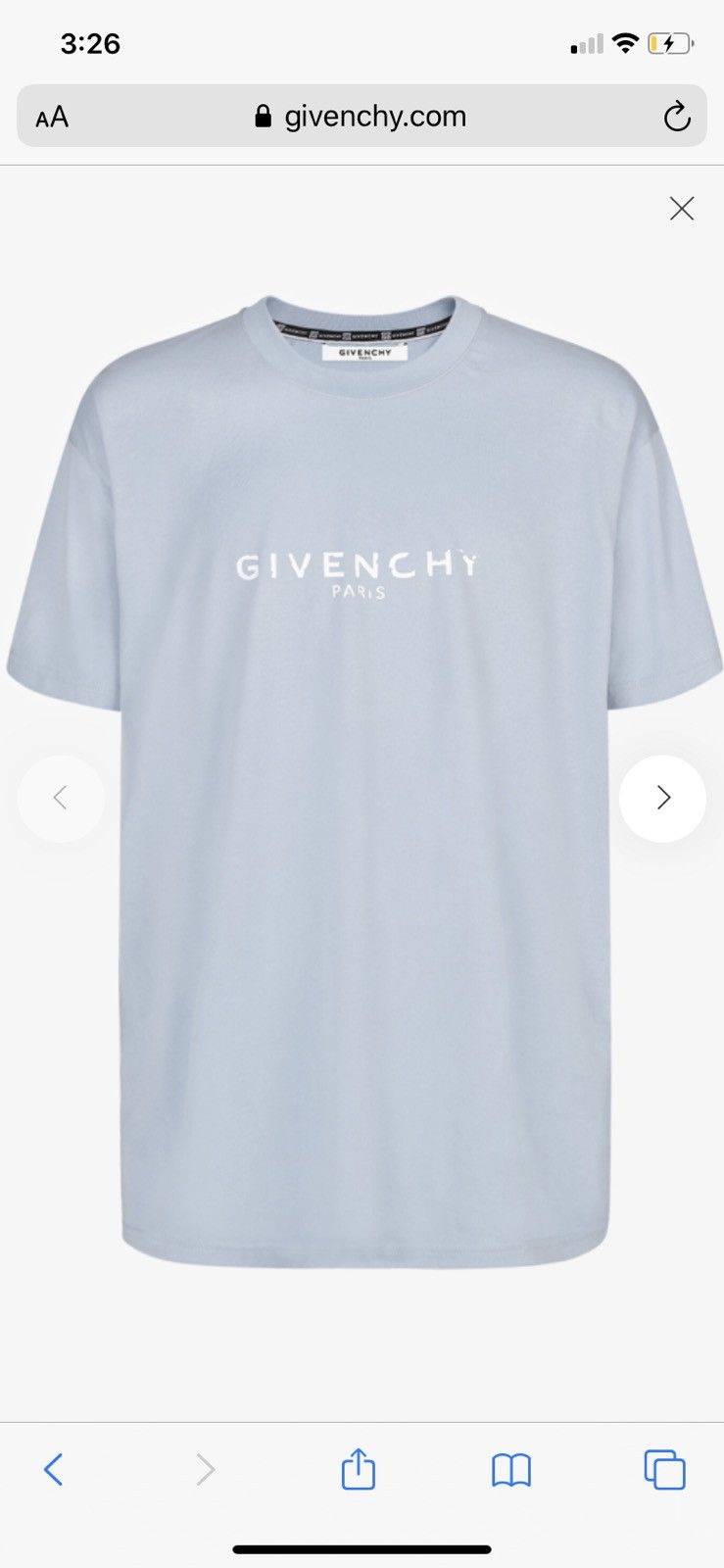 Givenchy Light Blue Oversized Paris Vintage T-Shirt Size US XL / EU 56 / 4 - 8 Thumbnail