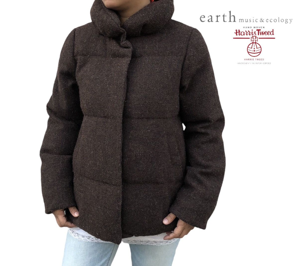 image of Violet Label Earth Music & Ecology X Harris Tweed Jacket in Brown, Women's (Size Medium)