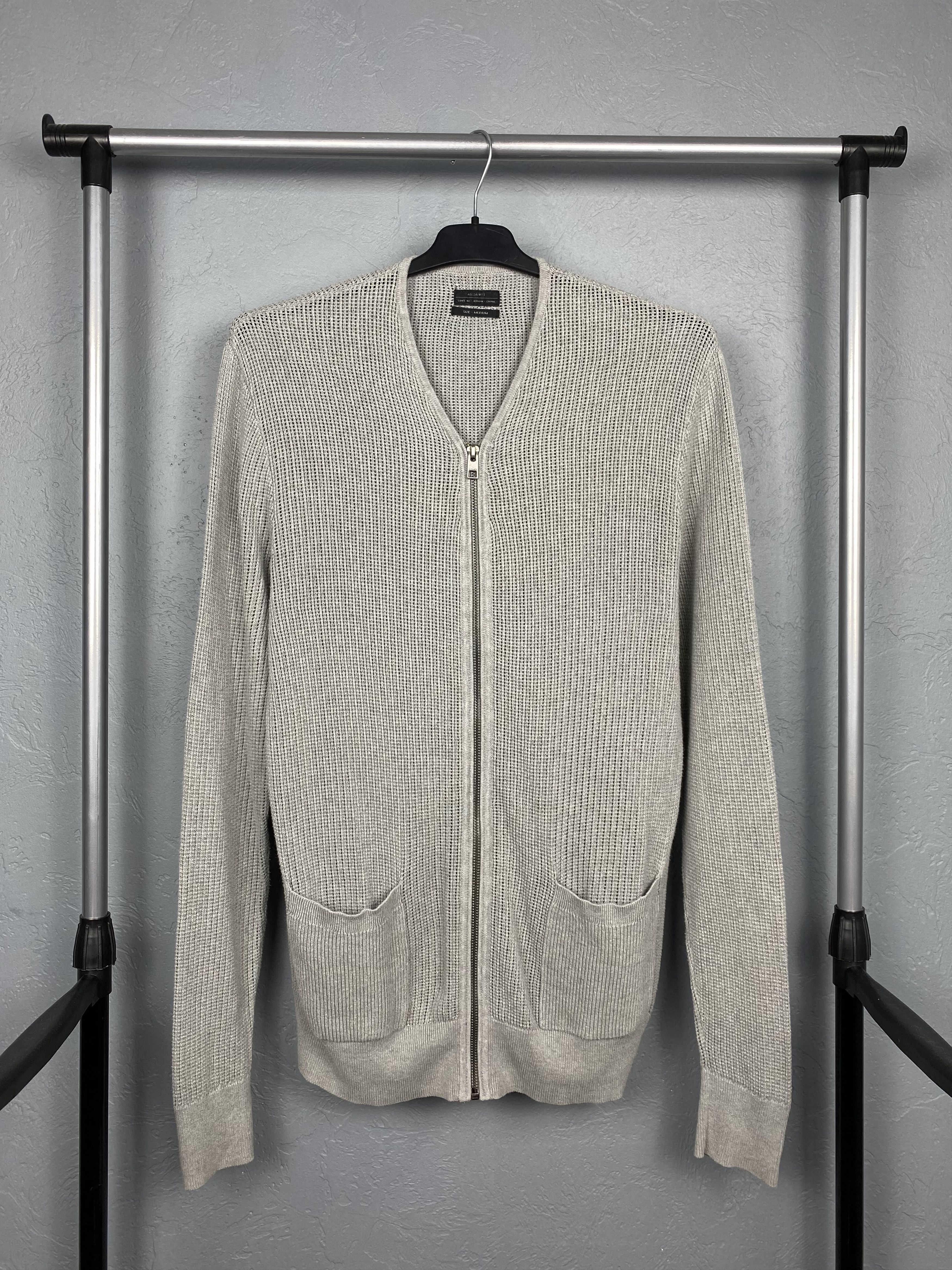 Allsaints Allsaints Mens Full Zip Mesh Knit Sweater Size US M / EU 48-50 / 2 - 1 Thumbnail