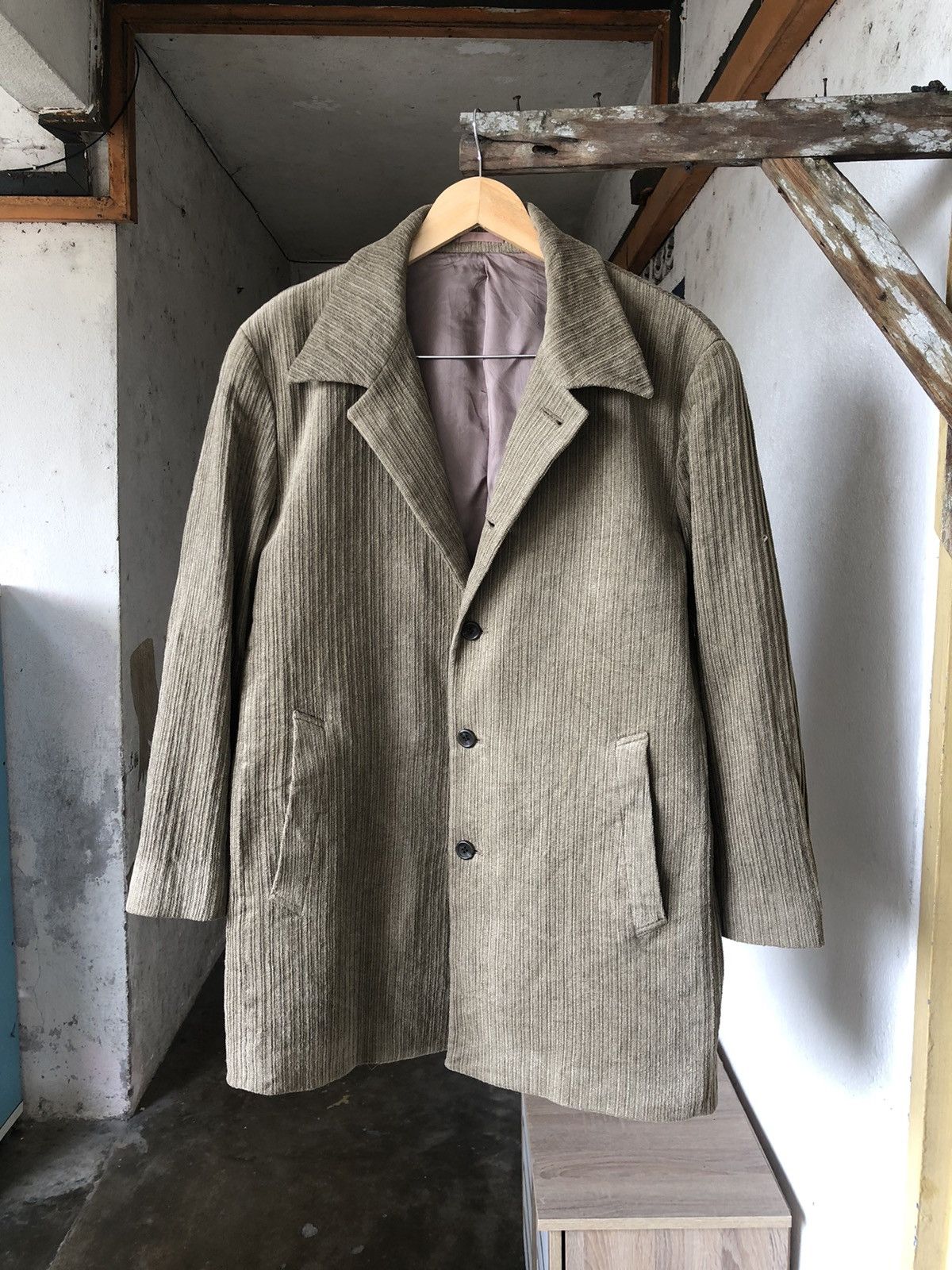 image of Tete Homme Issey Miyake Corduroy Blazer Jacket in Brown, Men's (Size XL)