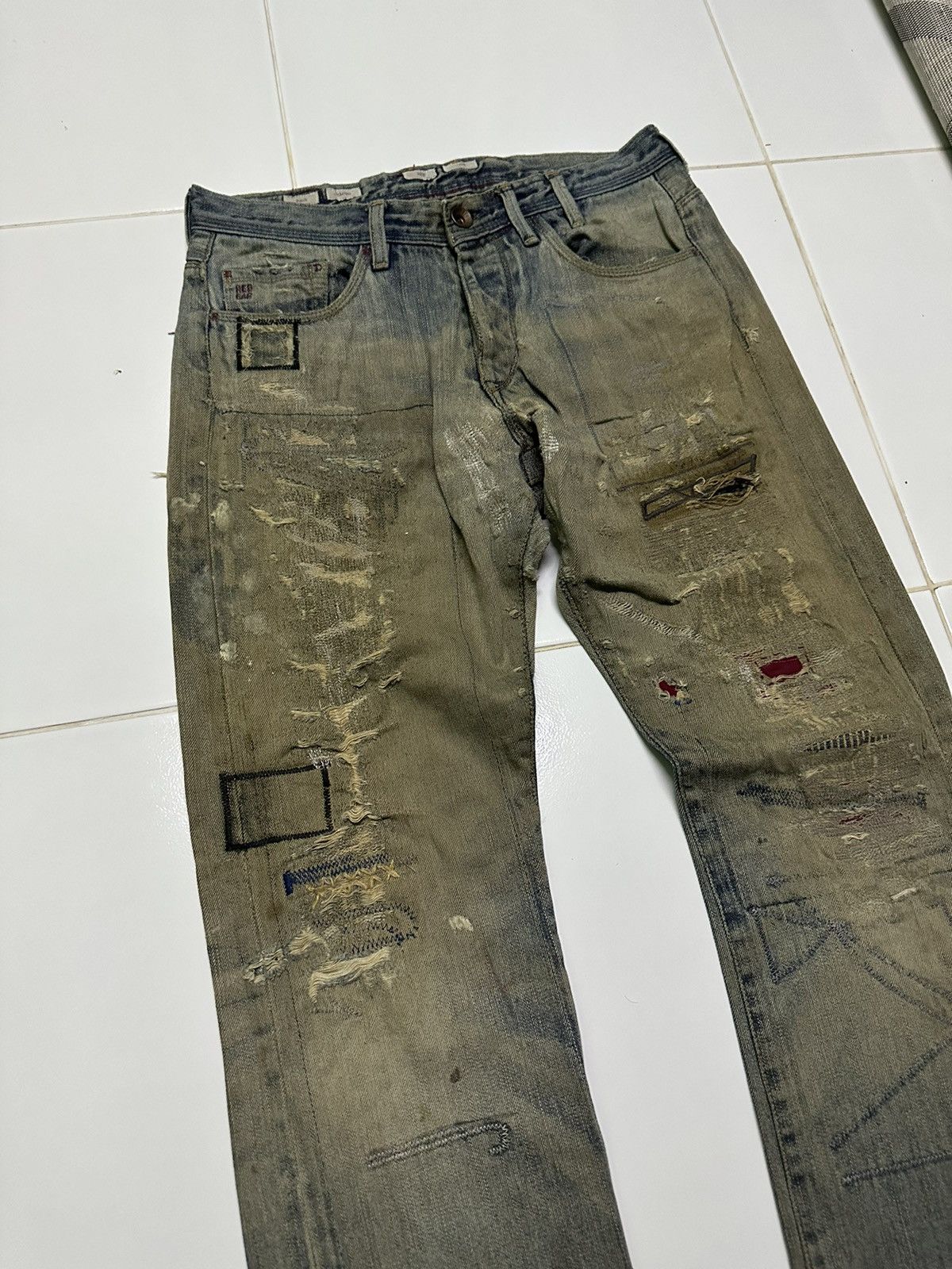 Vintage 30x29 Vintage red ear patchwork jeans Size US 30 / EU 46 - 4 Thumbnail