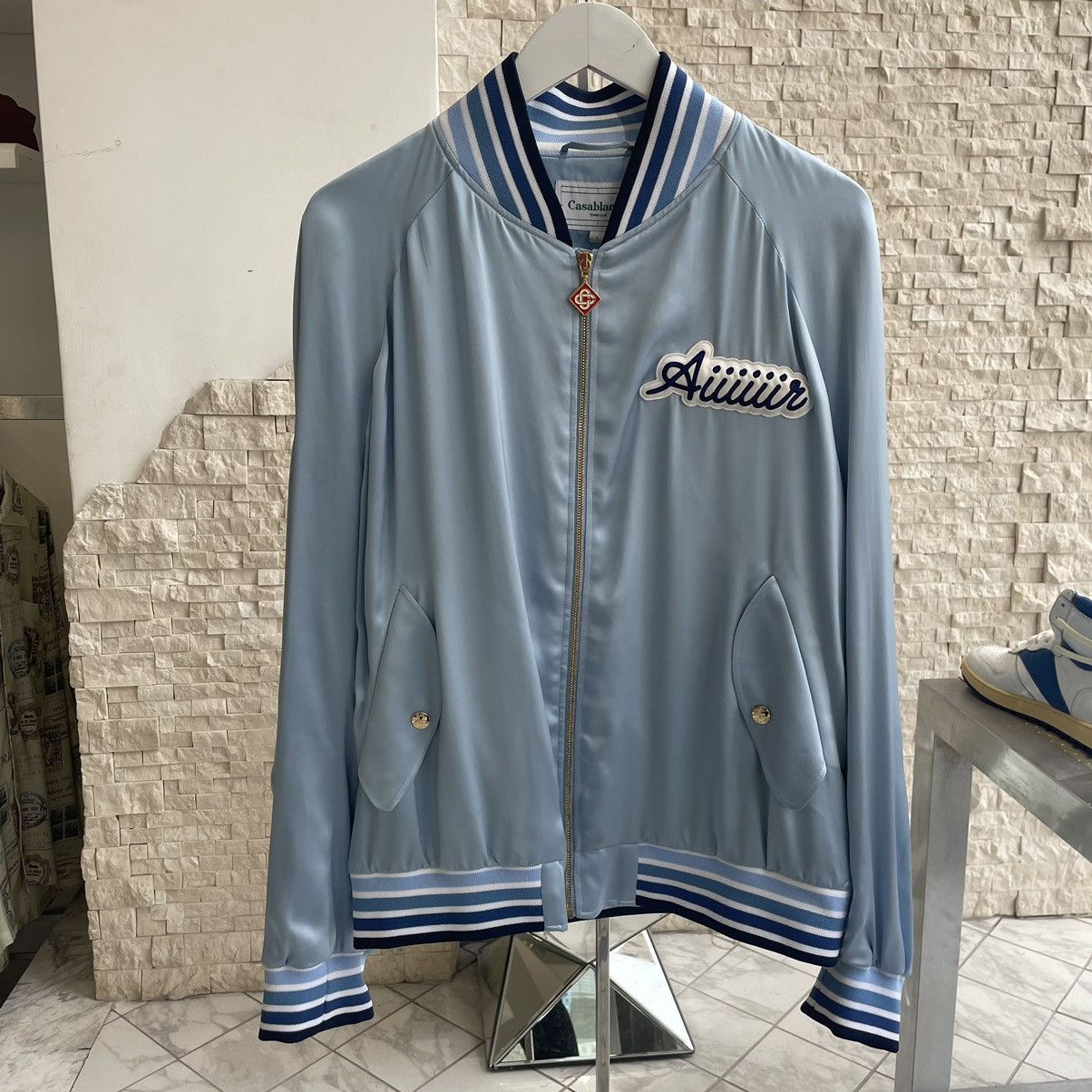 image of Casablanca Air Souvenir Jacket Size Xxl in Light Blue, Men's