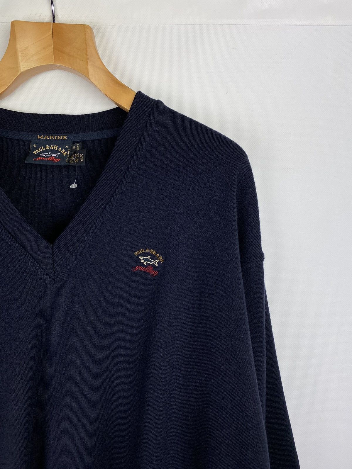 Paul & Shark × Vintage VTG Paul & Shark yachting wool v-neck sweater pullover Size US XL / EU 56 / 4 - 4 Thumbnail