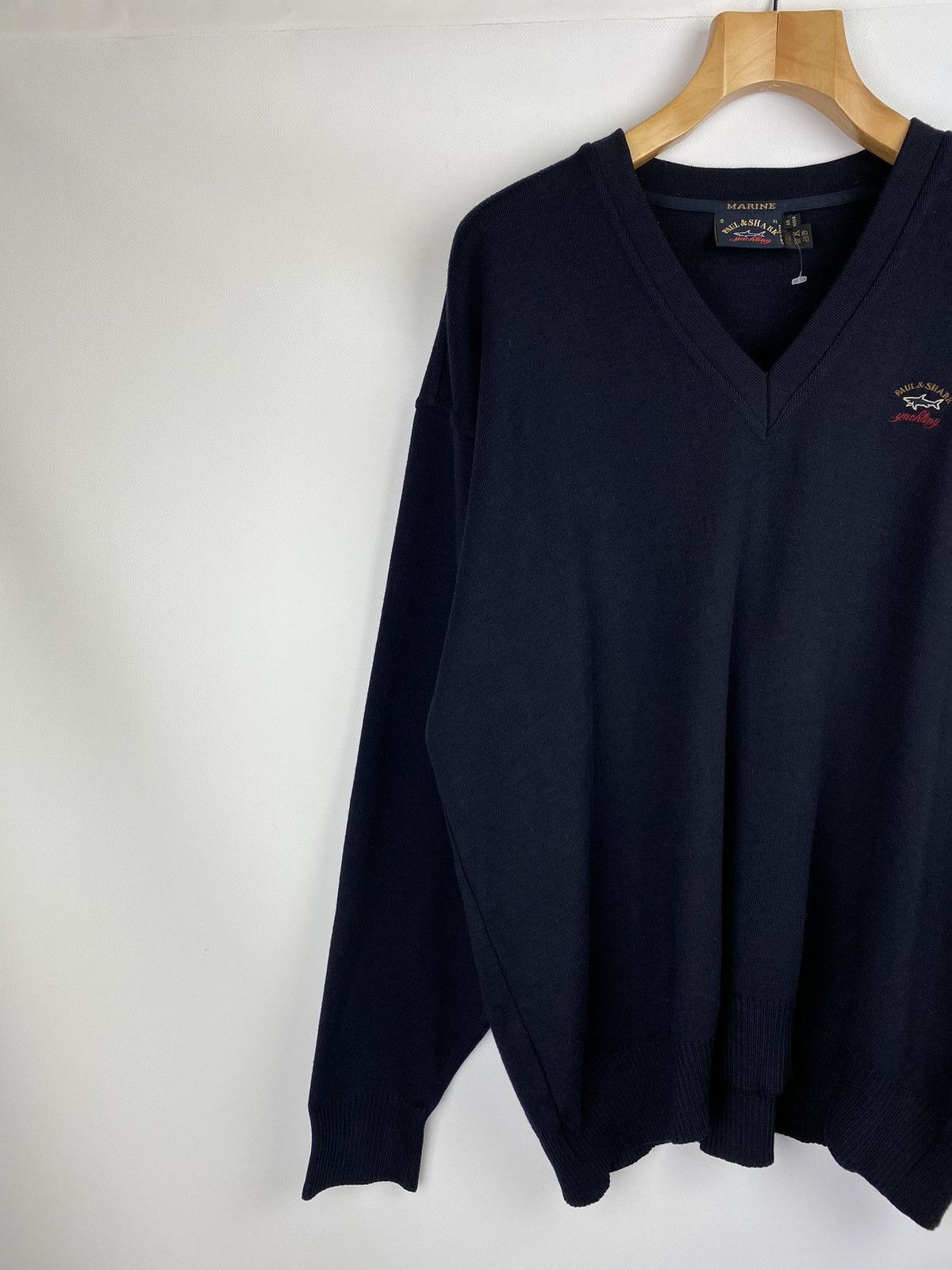 Paul & Shark × Vintage VTG Paul & Shark yachting wool v-neck sweater pullover Size US XL / EU 56 / 4 - 3 Thumbnail