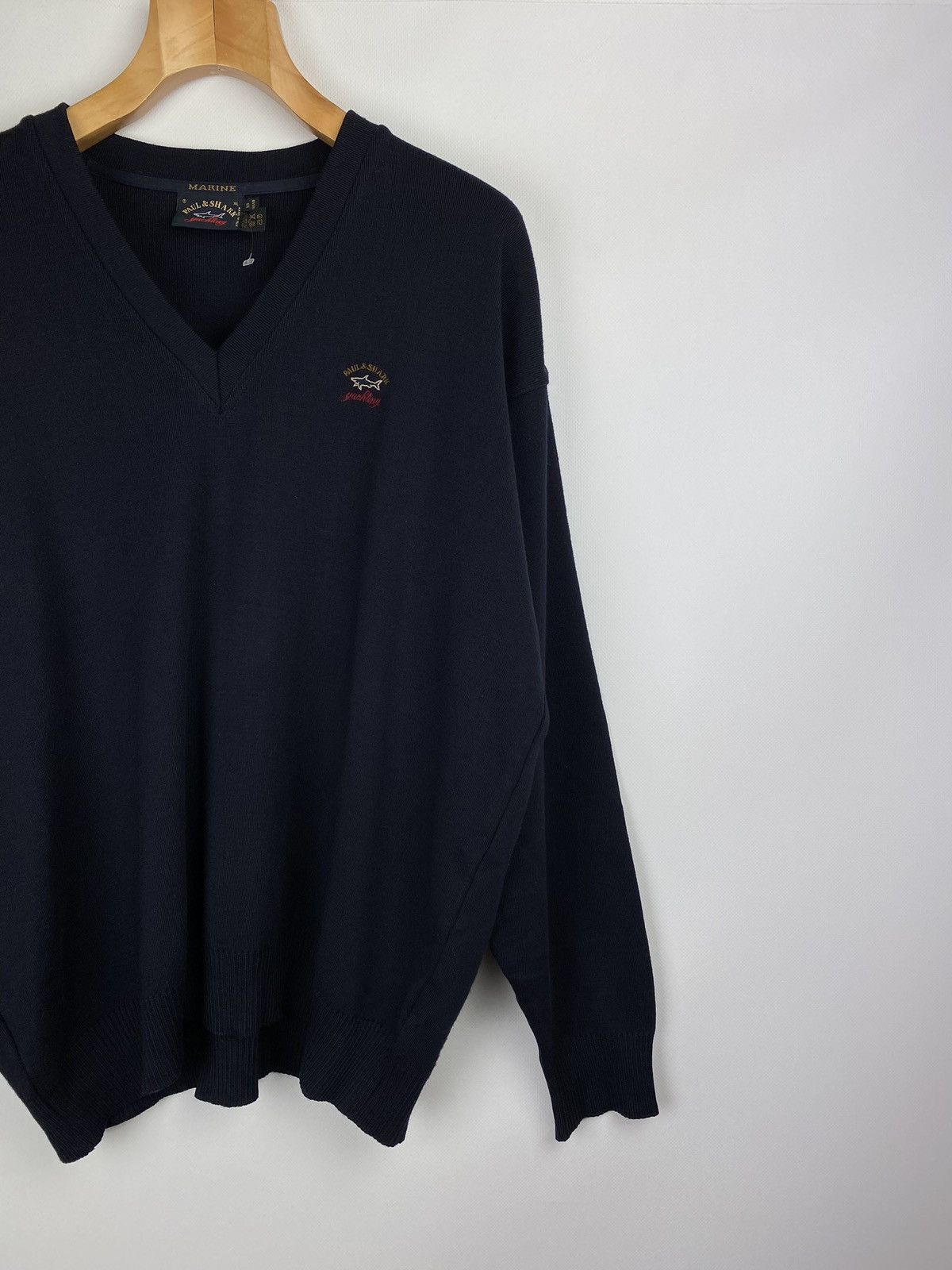 Paul & Shark × Vintage VTG Paul & Shark yachting wool v-neck sweater pullover Size US XL / EU 56 / 4 - 2 Thumbnail