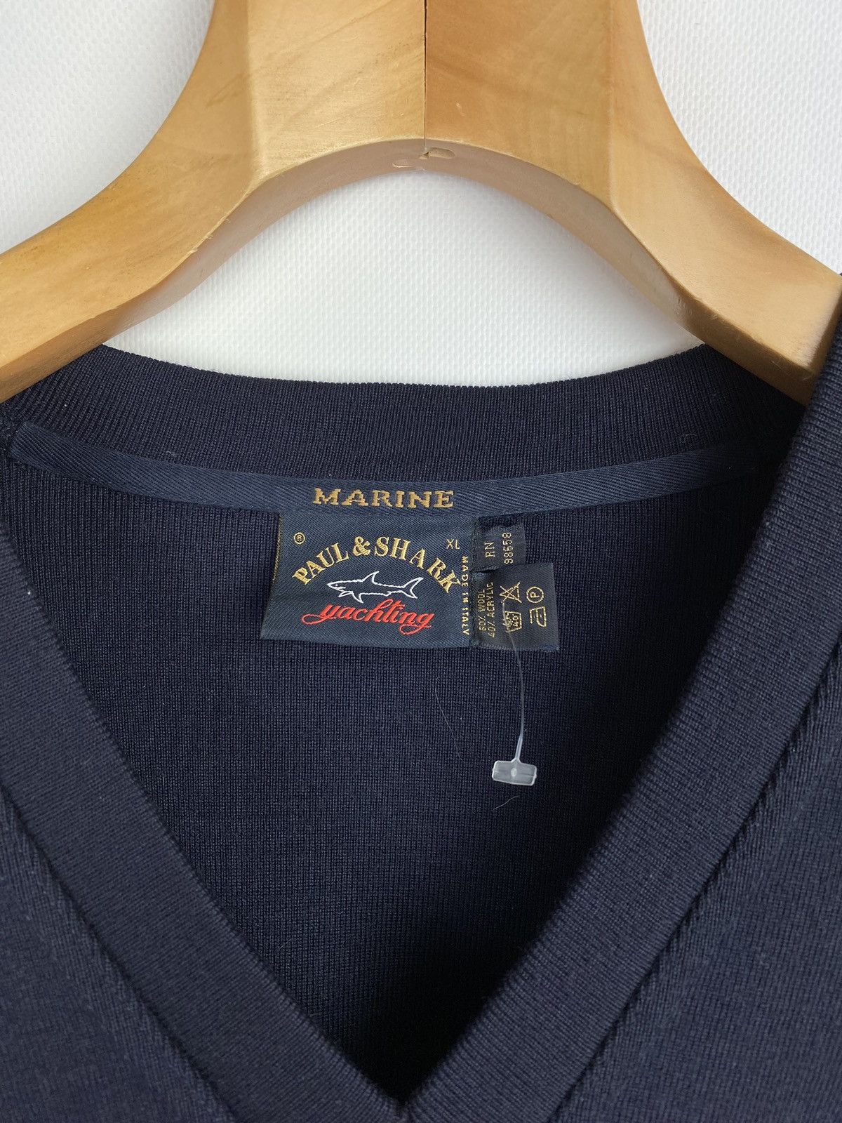Paul & Shark × Vintage VTG Paul & Shark yachting wool v-neck sweater pullover Size US XL / EU 56 / 4 - 6 Thumbnail