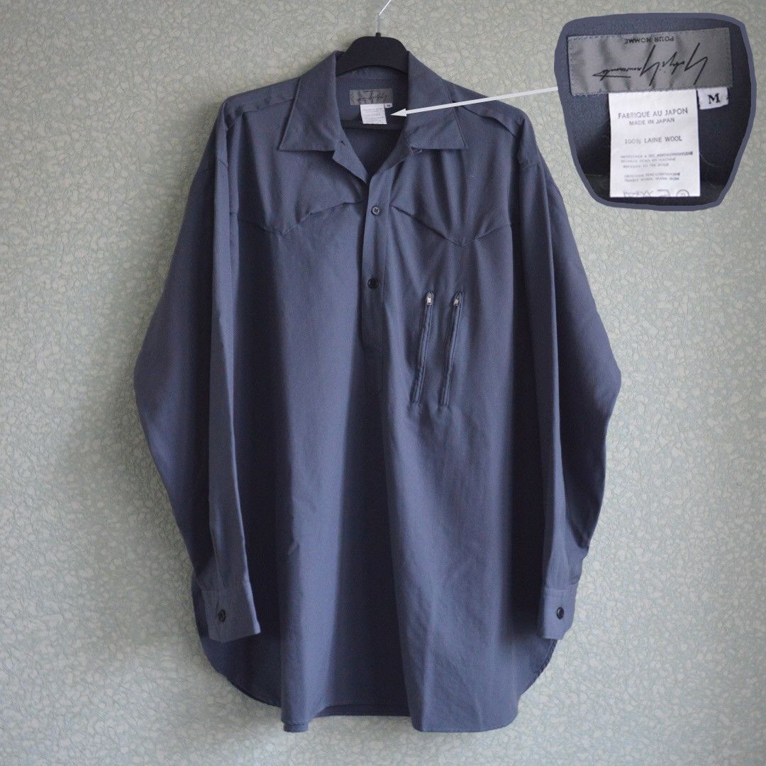Yohji Yamamoto AW91 Popover Shirt with Upside Down Tag Size US M / EU 48-50 / 2 - 1 Thumbnail
