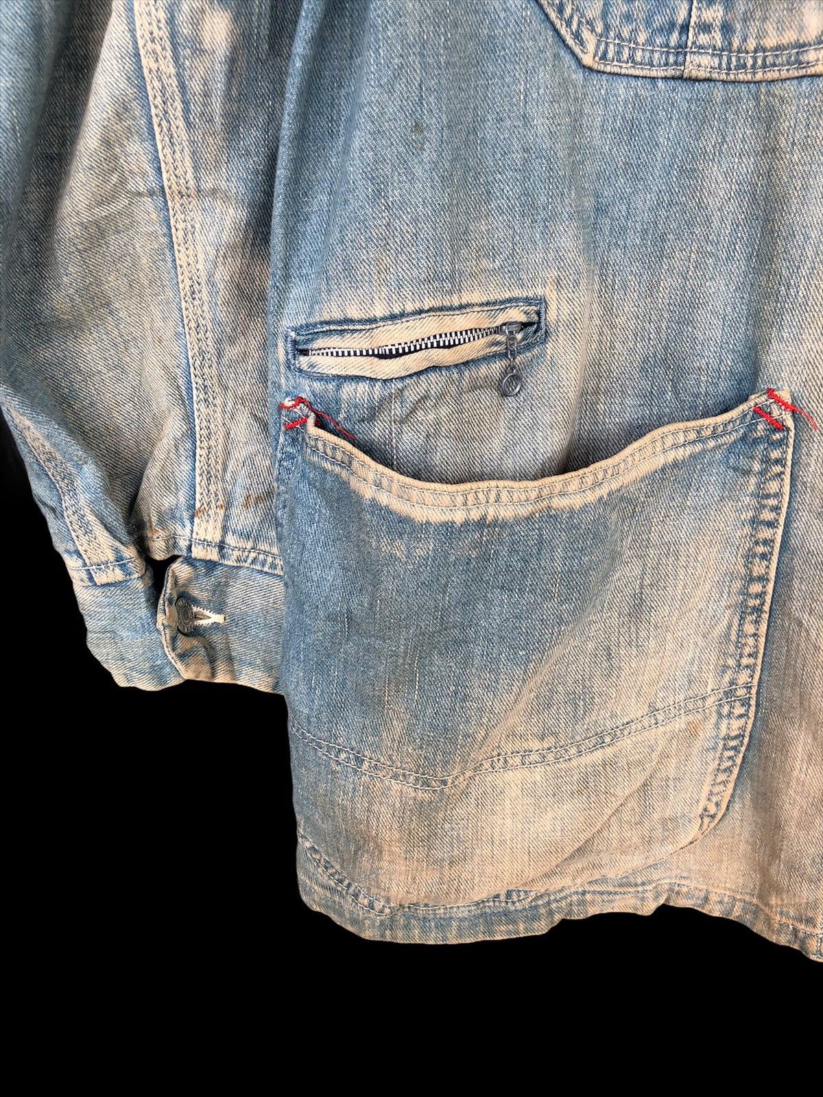 Carhartt 🏴󠁧󠁢󠁥󠁮󠁧󠁿 60s Repro Indigo Patina Distress Denim Jacket Size US XL / EU 56 / 4 - 4 Thumbnail