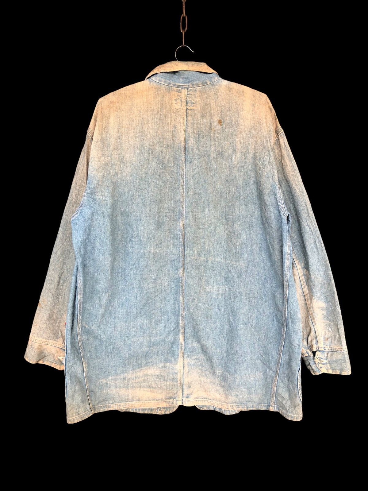 Carhartt 🏴󠁧󠁢󠁥󠁮󠁧󠁿 60s Repro Indigo Patina Distress Denim Jacket Size US XL / EU 56 / 4 - 6 Thumbnail