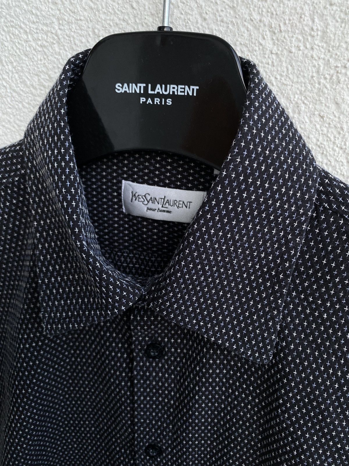 ♱ ♱ ♱ Crosses YSL Shirt Black Button Up Short Sleeve Collar