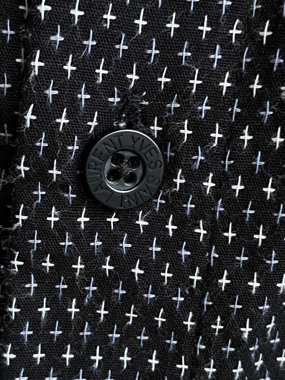 ♱ ♱ ♱ Crosses YSL Shirt Black Button Up Short Sleeve Collar