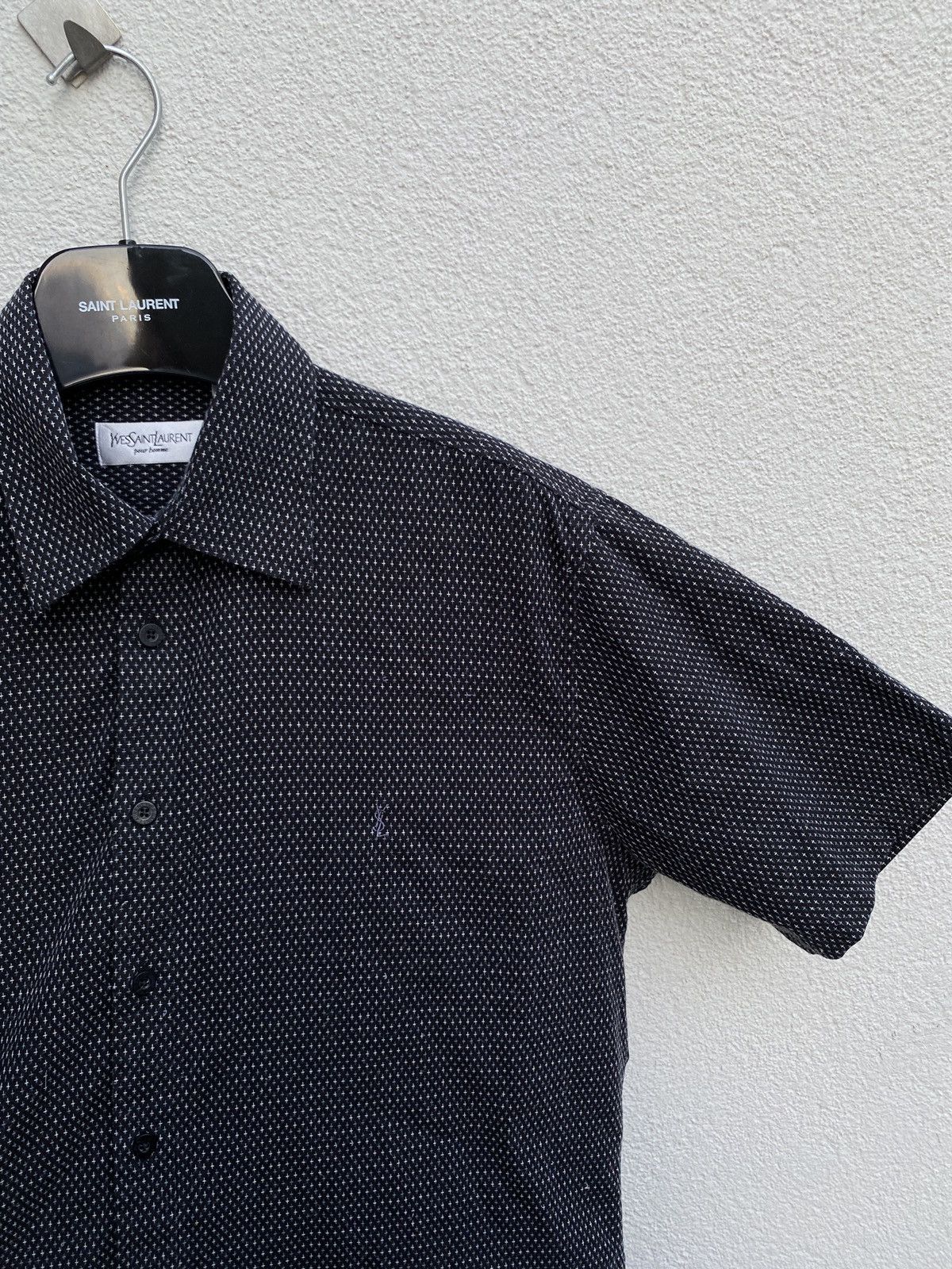♱ ♱ ♱ Crosses YSL Shirt Black Button Up Short Sleeve Collar