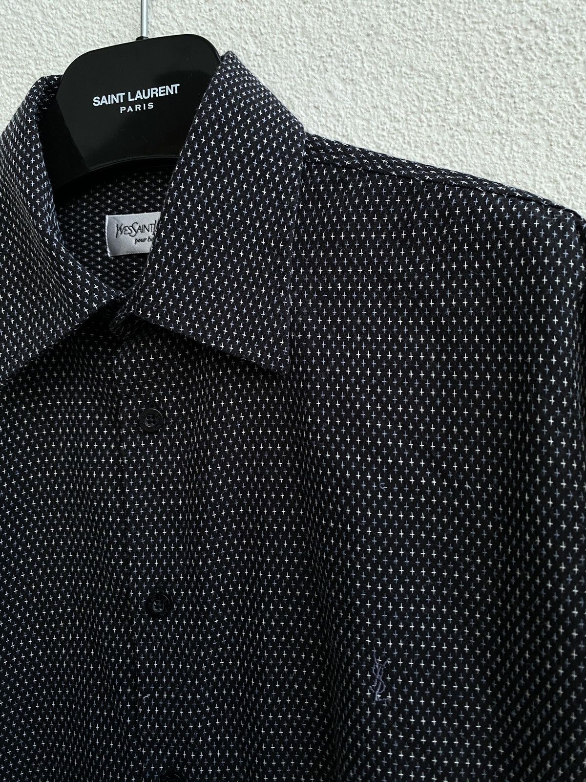 ♱ ♱ ♱ Crosses YSL Shirt Black Button Up Short Sleeve Collar