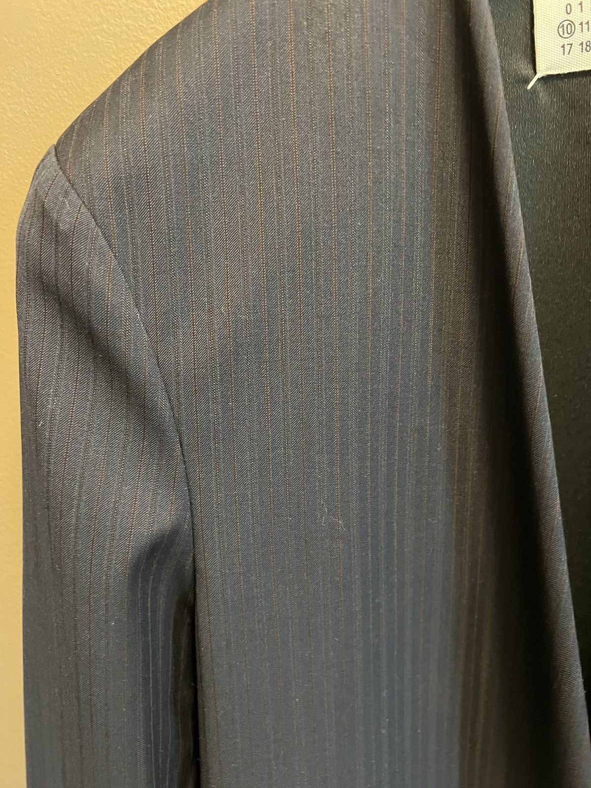 Maison Margiela Maison Margiela Collarless Blazer Navy Stripe Size 48R - 3 Thumbnail