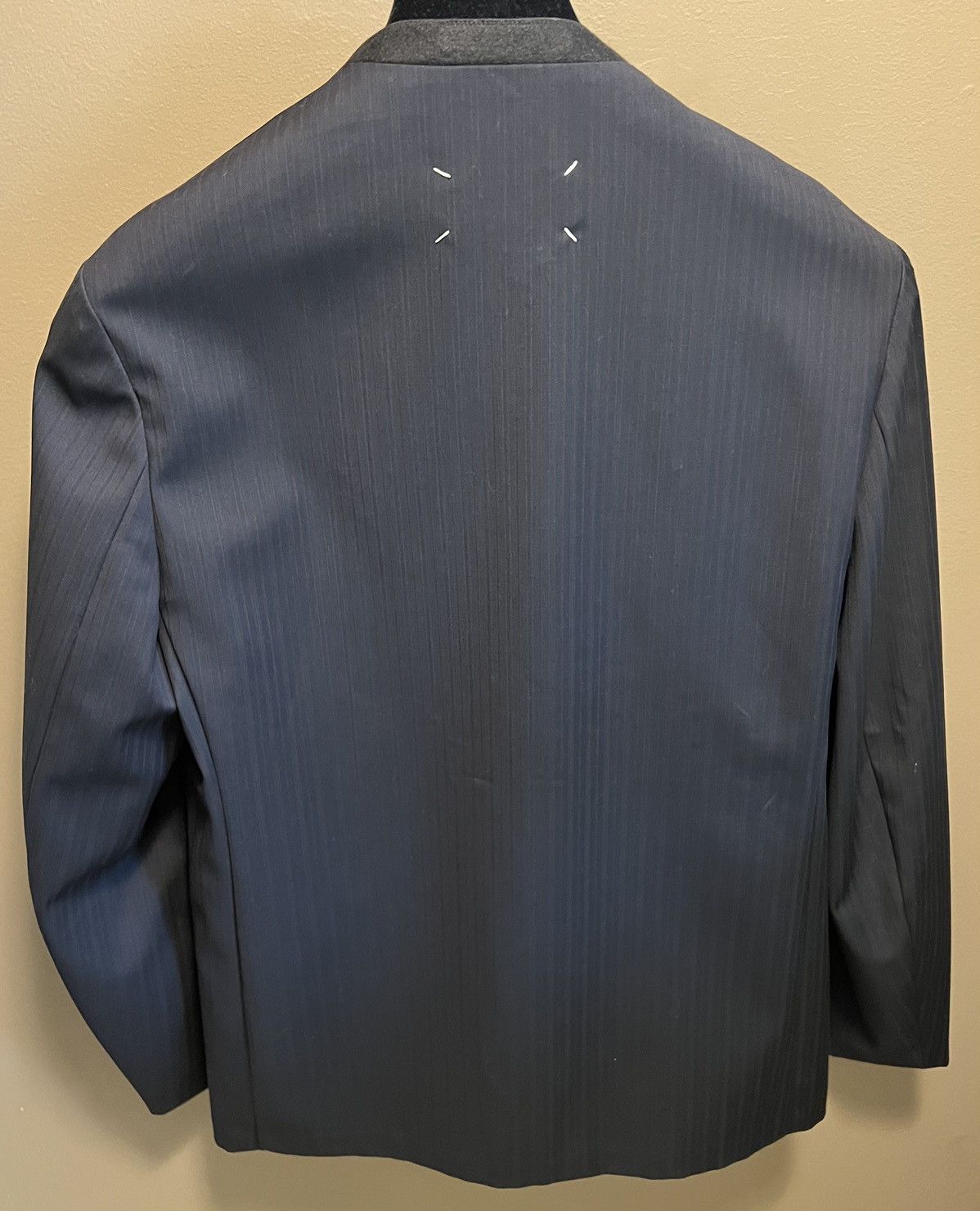 Maison Margiela Maison Margiela Collarless Blazer Navy Stripe Size 48R - 2 Thumbnail