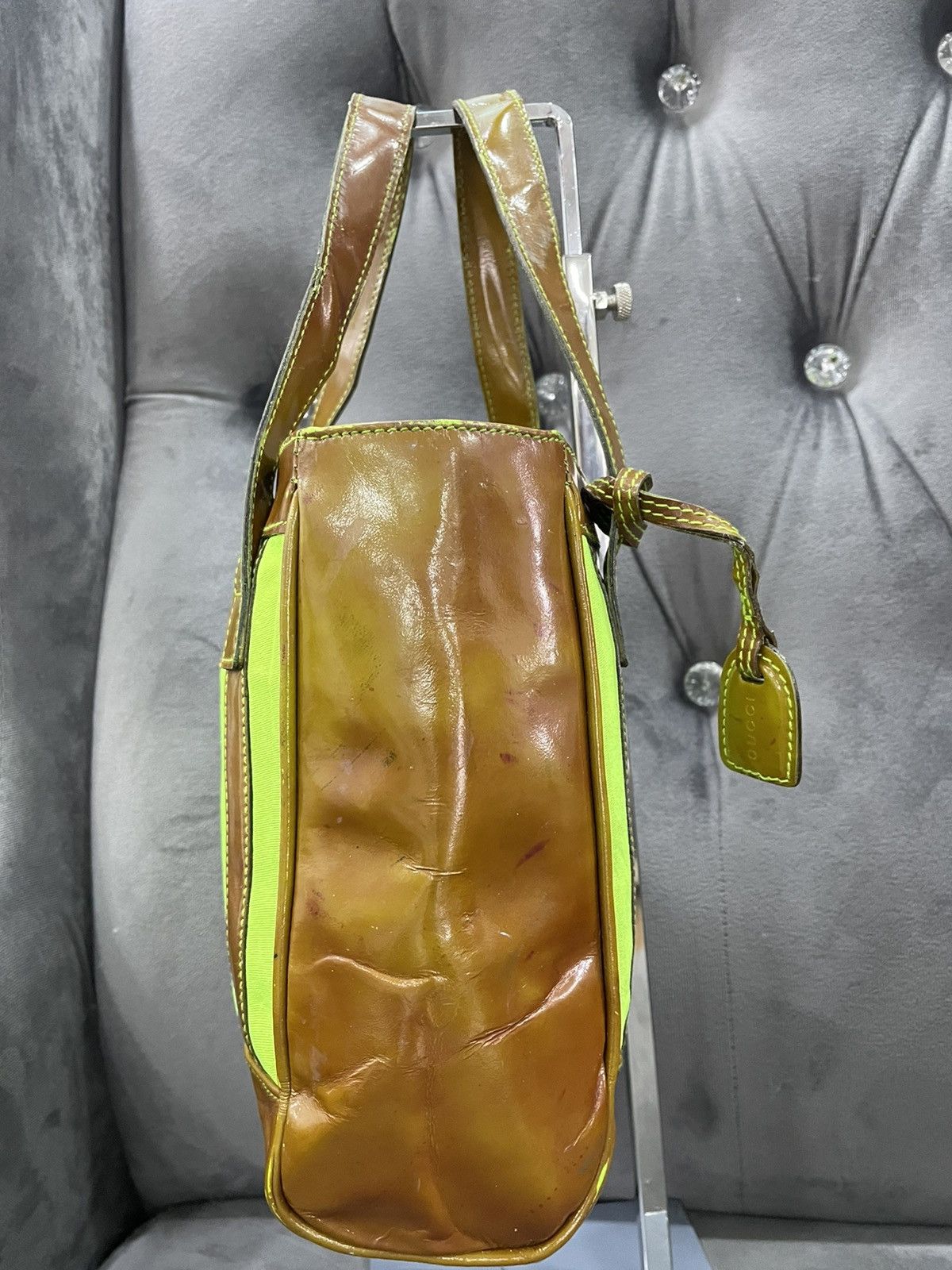 Gucci Auth vintage GUCCI Tote Green Patent Leather Shoulder Bag Size ONE SIZE - 7 Thumbnail