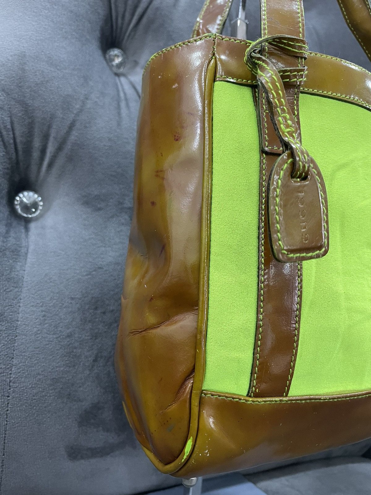 Gucci Auth vintage GUCCI Tote Green Patent Leather Shoulder Bag Size ONE SIZE - 4 Thumbnail