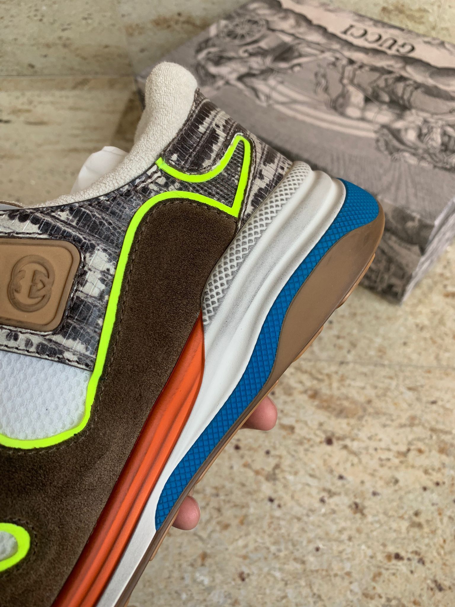 Gucci o1rshd1 Miro Soft Logo Runner Trainer in Brown / Multi Size US 8 / EU 41 - 6 Thumbnail