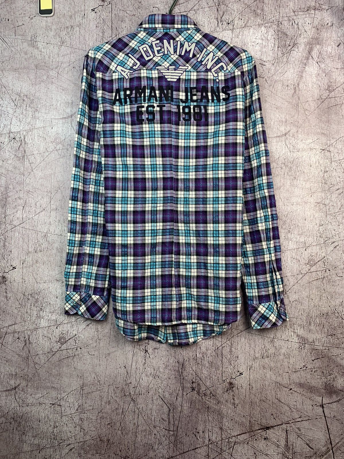 Armani Vintage Armani Jeans Logo Flannel Shirt Size US L / EU 52-54 / 3 - 1 Thumbnail